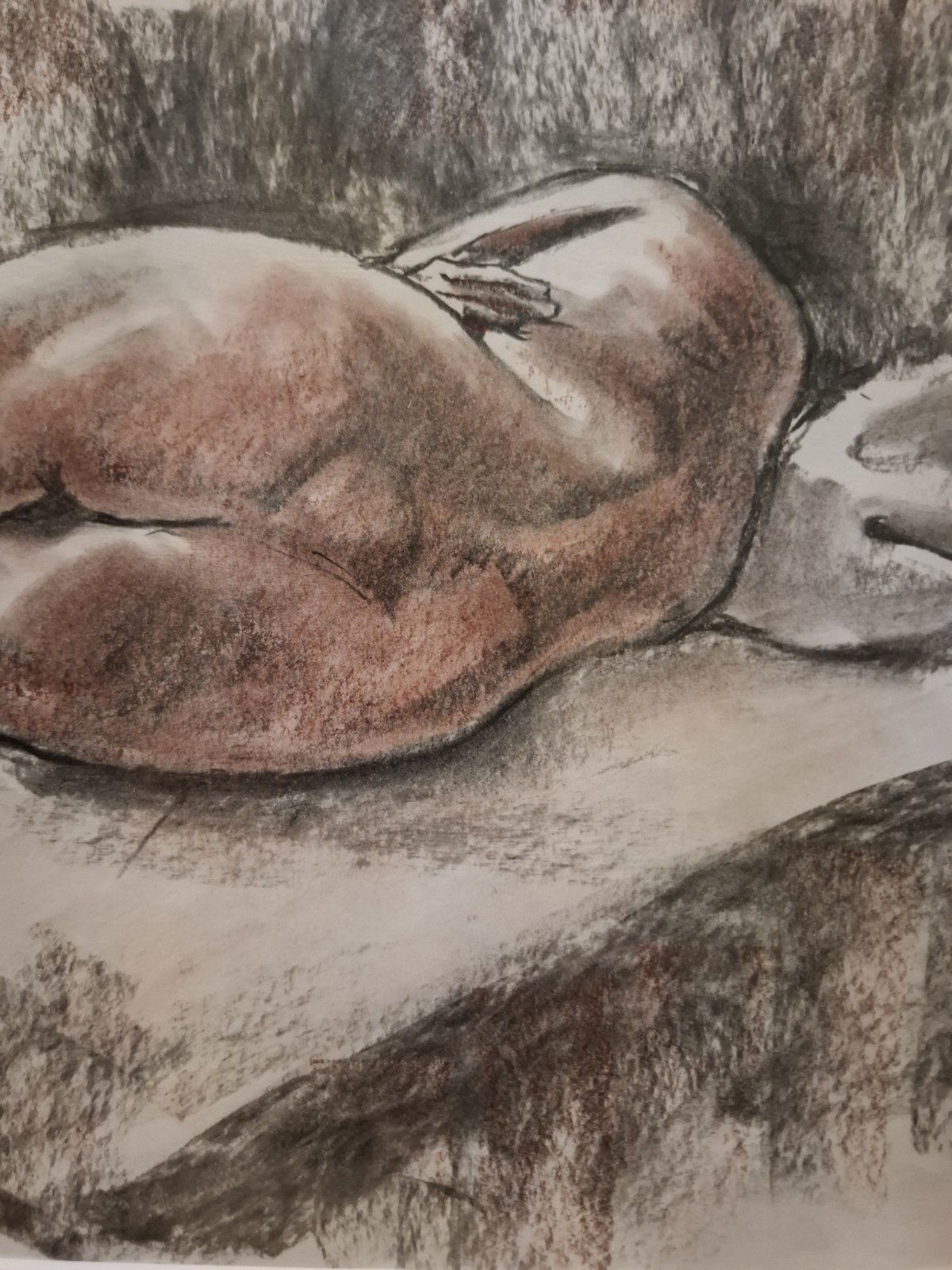 Contemporary John Luce Lockett Charcoal & Chalk Picture Pillow Talk Nude photo 125.0