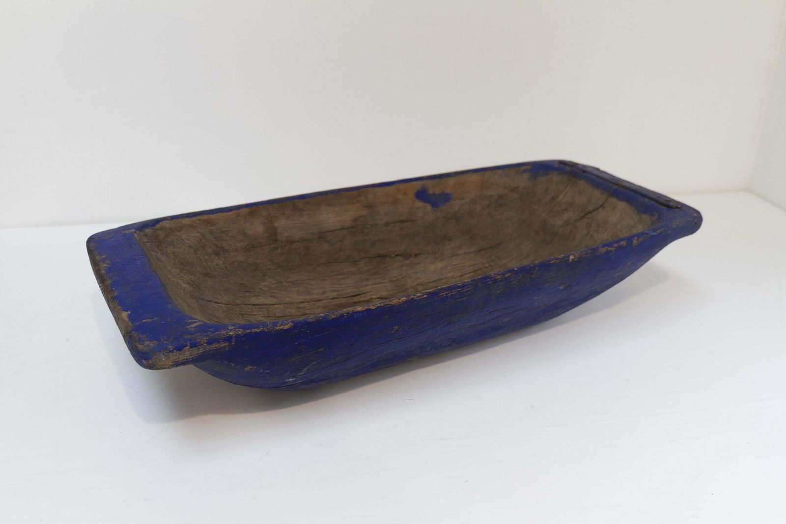 photo for sale Large Blue Antique Swedish Folk Art Wooden Trough, Late 1800s.