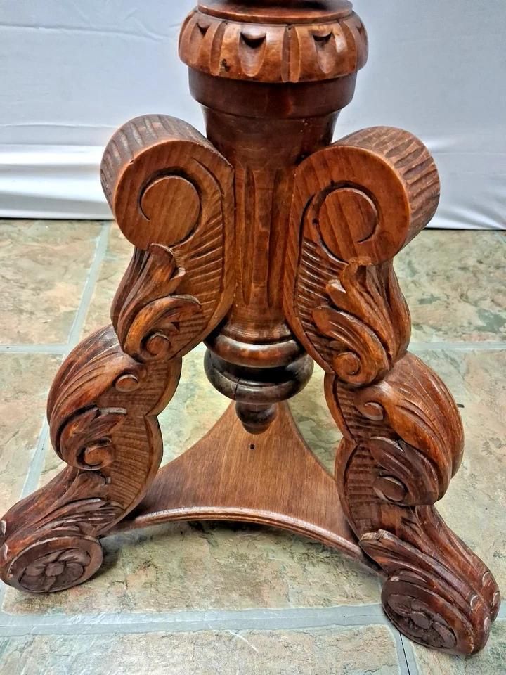 Antique Indian Hardwood Carved Jardiniere Plant Stand With Scrolled Legs photo furniture