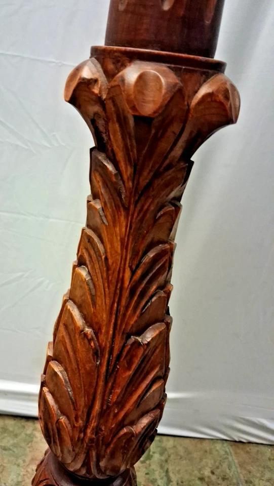 Antique Indian Hardwood Carved Jardiniere Plant Stand With Scrolled Legs photo 375.0