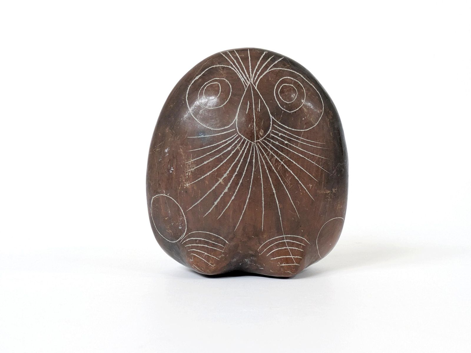 Vintage Mexican Barro Negro Owl Figurine, Oaxaca Black Clay Pottery, Hand Carved Sgraffito Folk Art, 1970s photo furniture