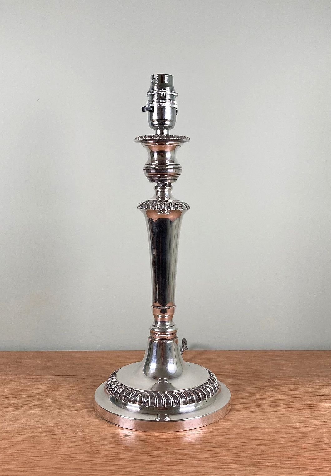 Antique Georgian Style Silver Plated Table Lamp Early 20th Century Rewired photo for sale