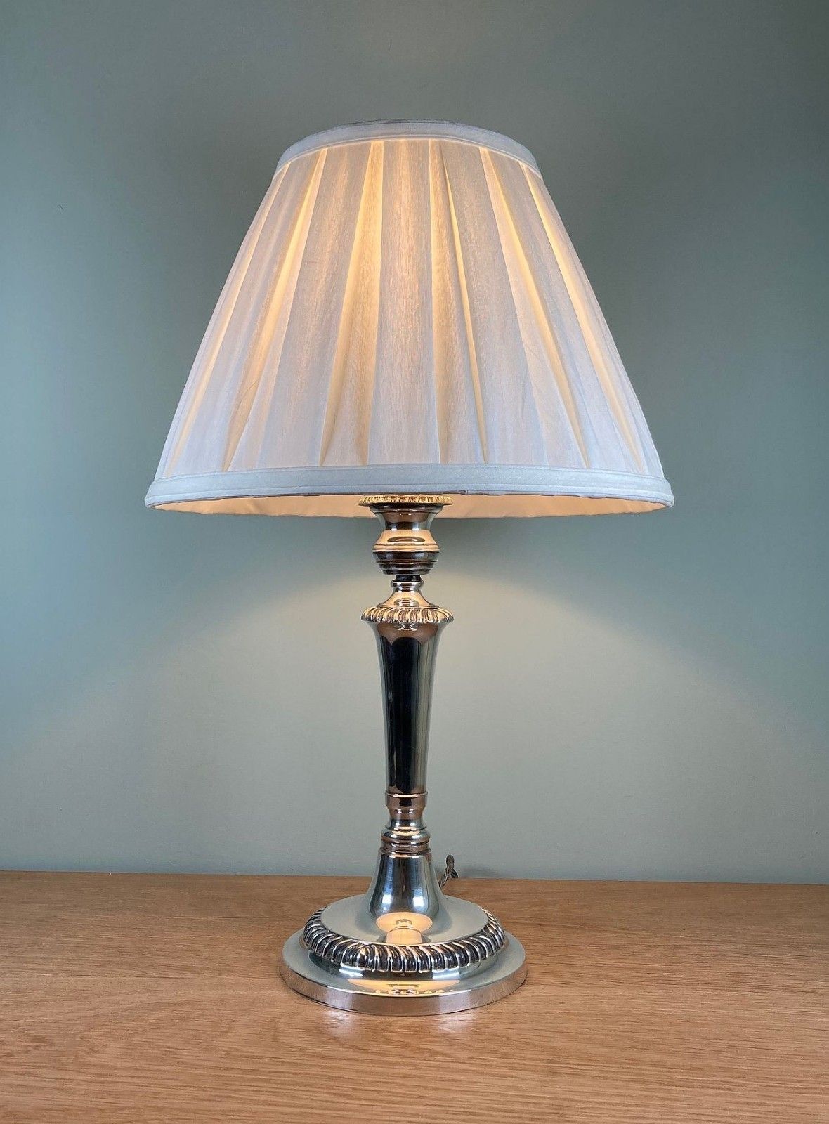 Antique Georgian Style Silver Plated Table Lamp Early 20th Century Rewired photo Lighting