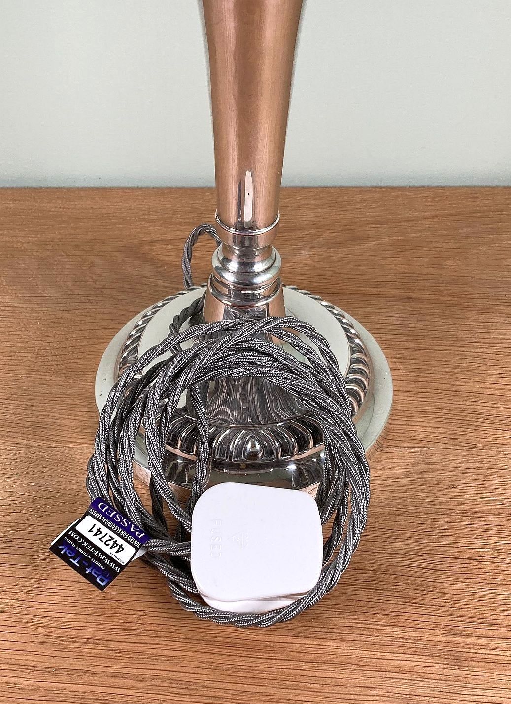 photo furniture Antique Georgian Style Silver Plated Table Lamp Early 20th Century Rewired