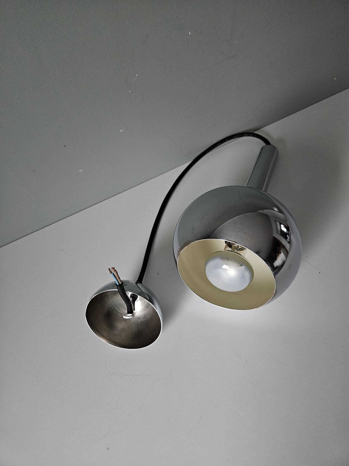 Mid Century Modern Pendant Light, Vintage Chrome Pendant Lamp, Meblo Guzzini Lamp, Chrome Ceiling Light, Space Age Lamp, Cascade Light photo vintage