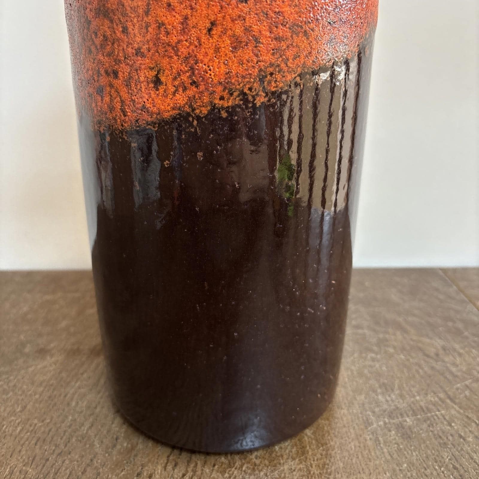 West German Fat Lava Vase, 40cm Tall, Red & Brown Glazed Ceramic, 412  40 photo Home Decor