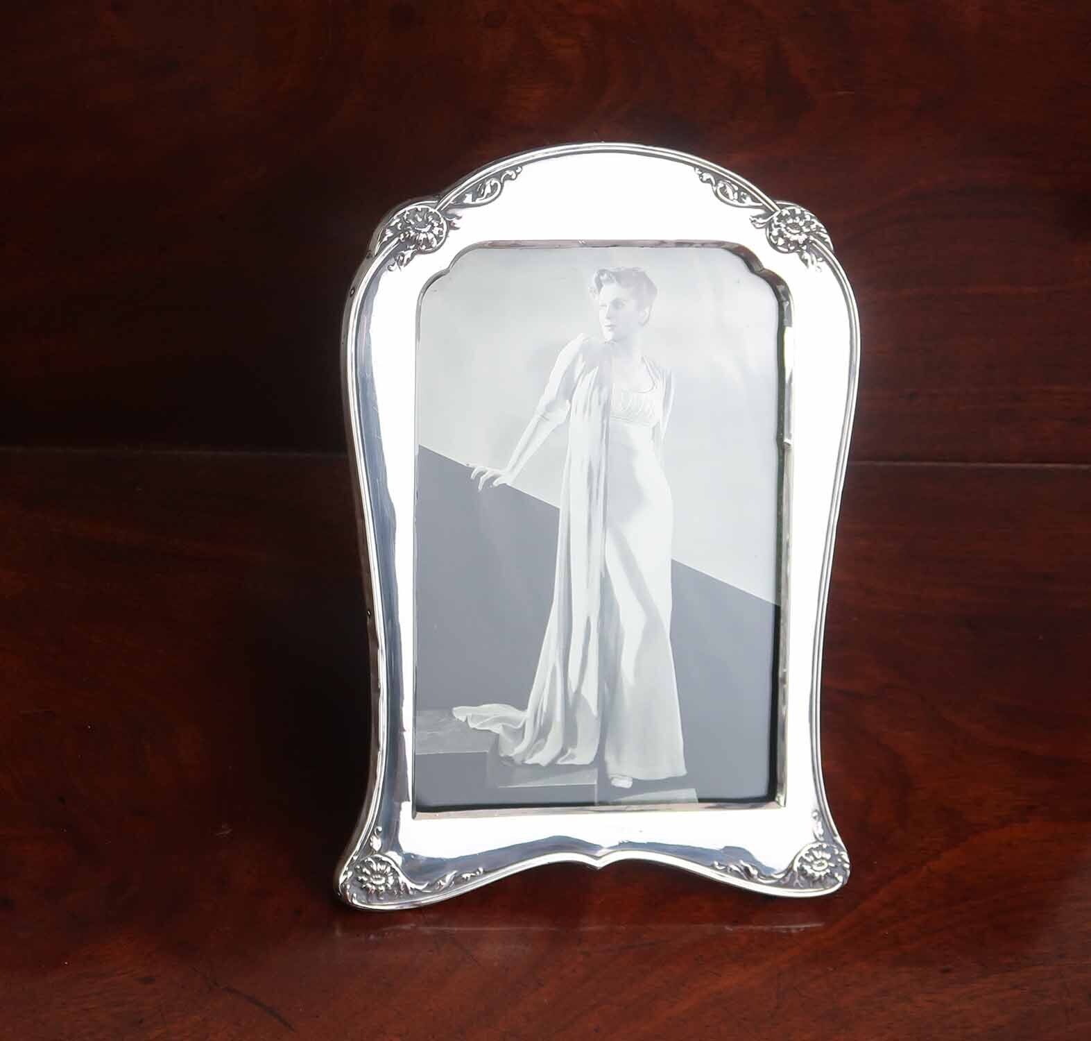 Large Antique Silver Photograph Frame. Dated 1919 photo Home Decor