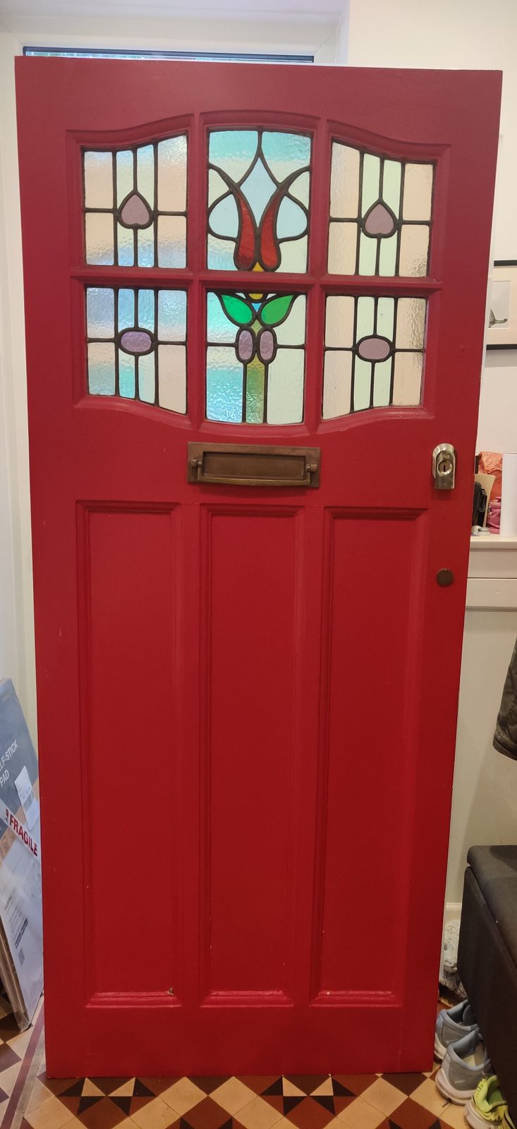 Antique 1920s Stained Glass Front Door Reclaimed Period