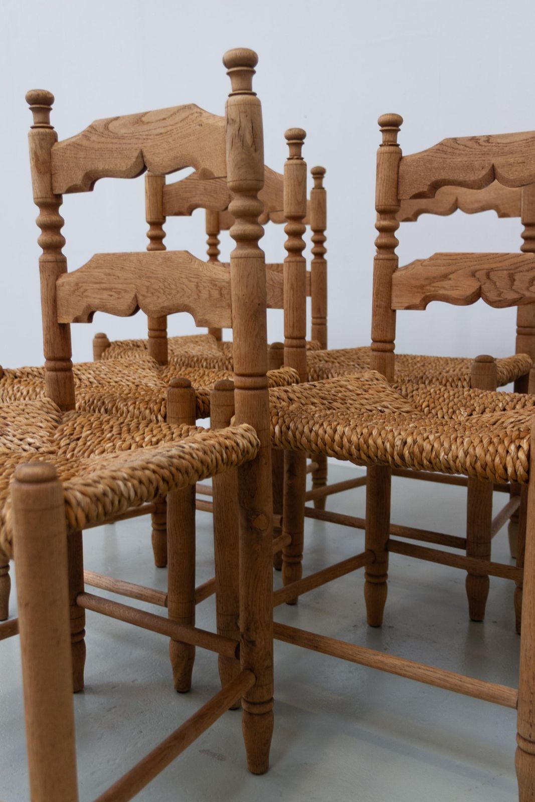 Danish Oak And Seagrass Chairs By Hans Dau, Set Of 6. 1940s. photo buy