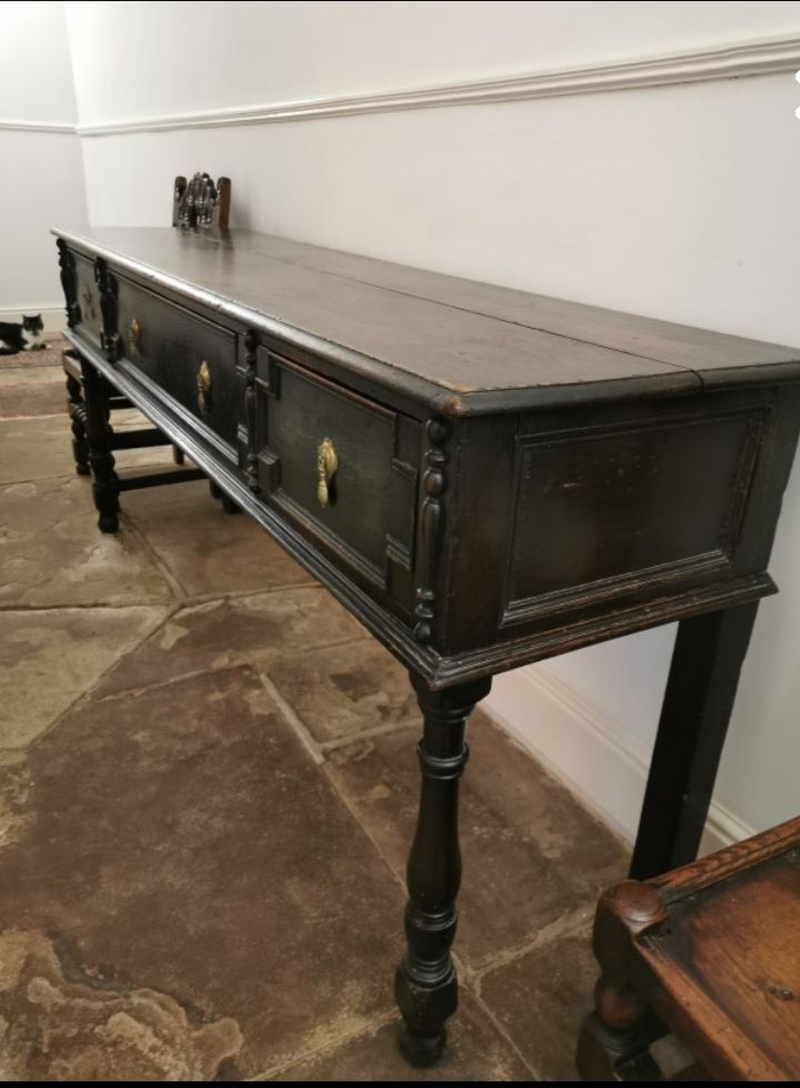 A Splendid 18th Century Joined Oak Low Dresser photo furniture