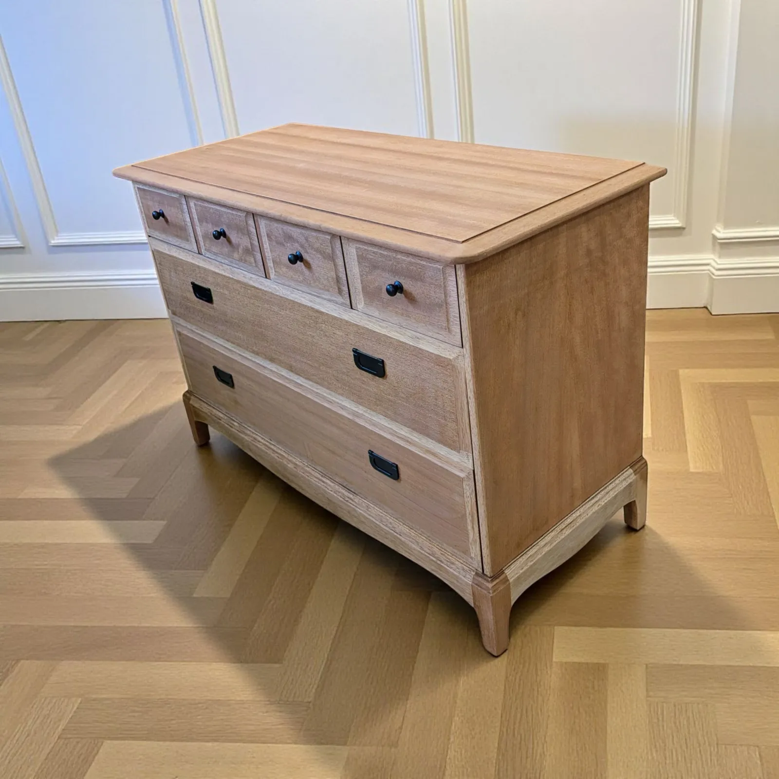 Vintage Stag Minstrel Chest Of Drawers Raw Wood Design photo for sale