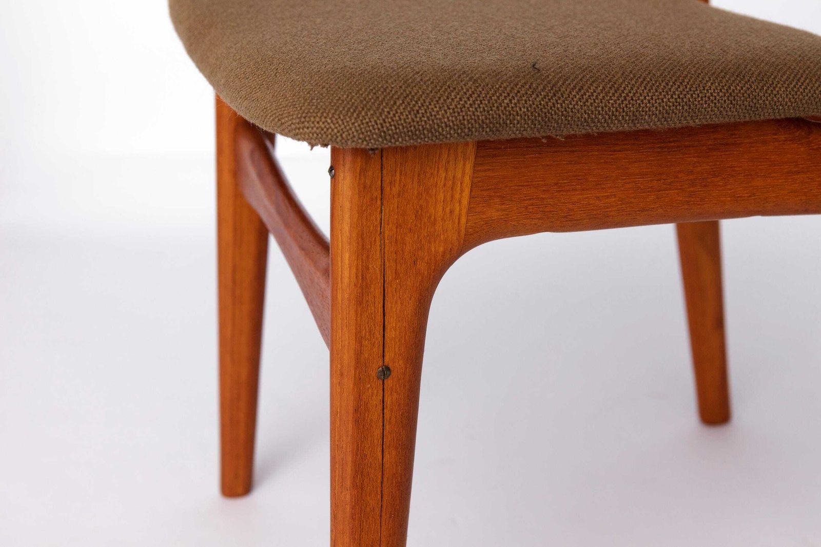 photo for sale Set Of 8 Schiønning & Elgaard Chairs – 1960s Danish Design For Hs Møbler, Teak Dining Chairs, Green Upholstery, Restored