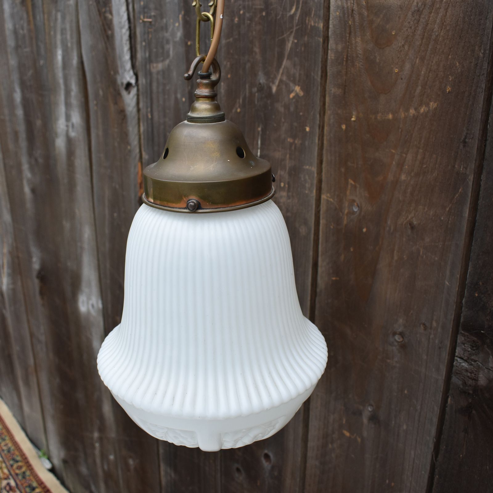 Antique Early 20th Century Grape Embossed Opaline Glass Chapel Church Light Pair photo Lighting
