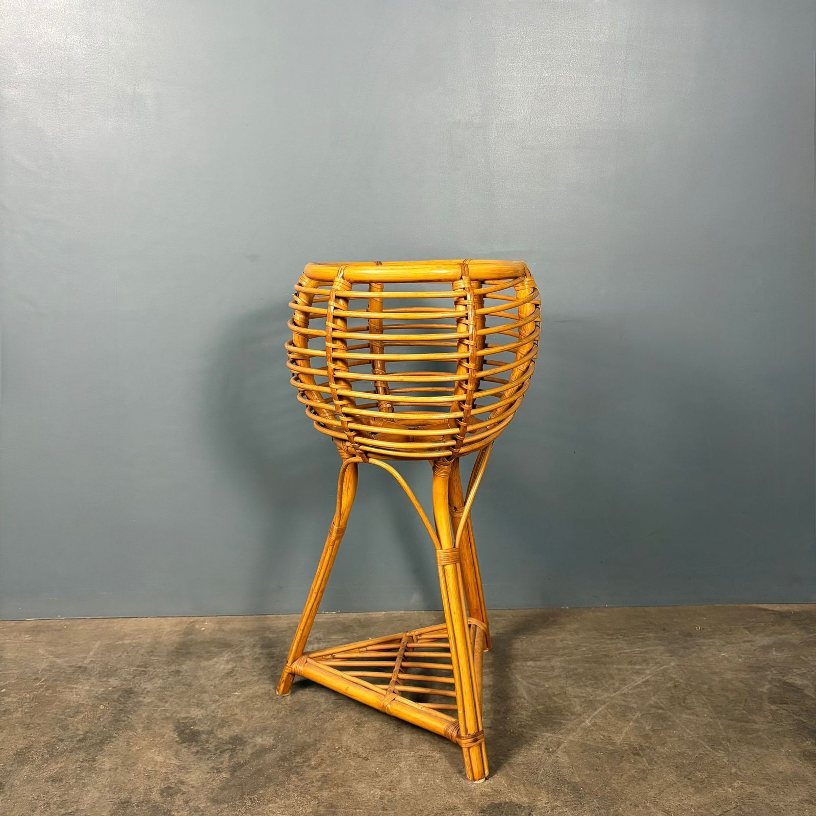 Tall Bamboo Cane Jardinière Planter Mid Century Retro Mcm photo furniture