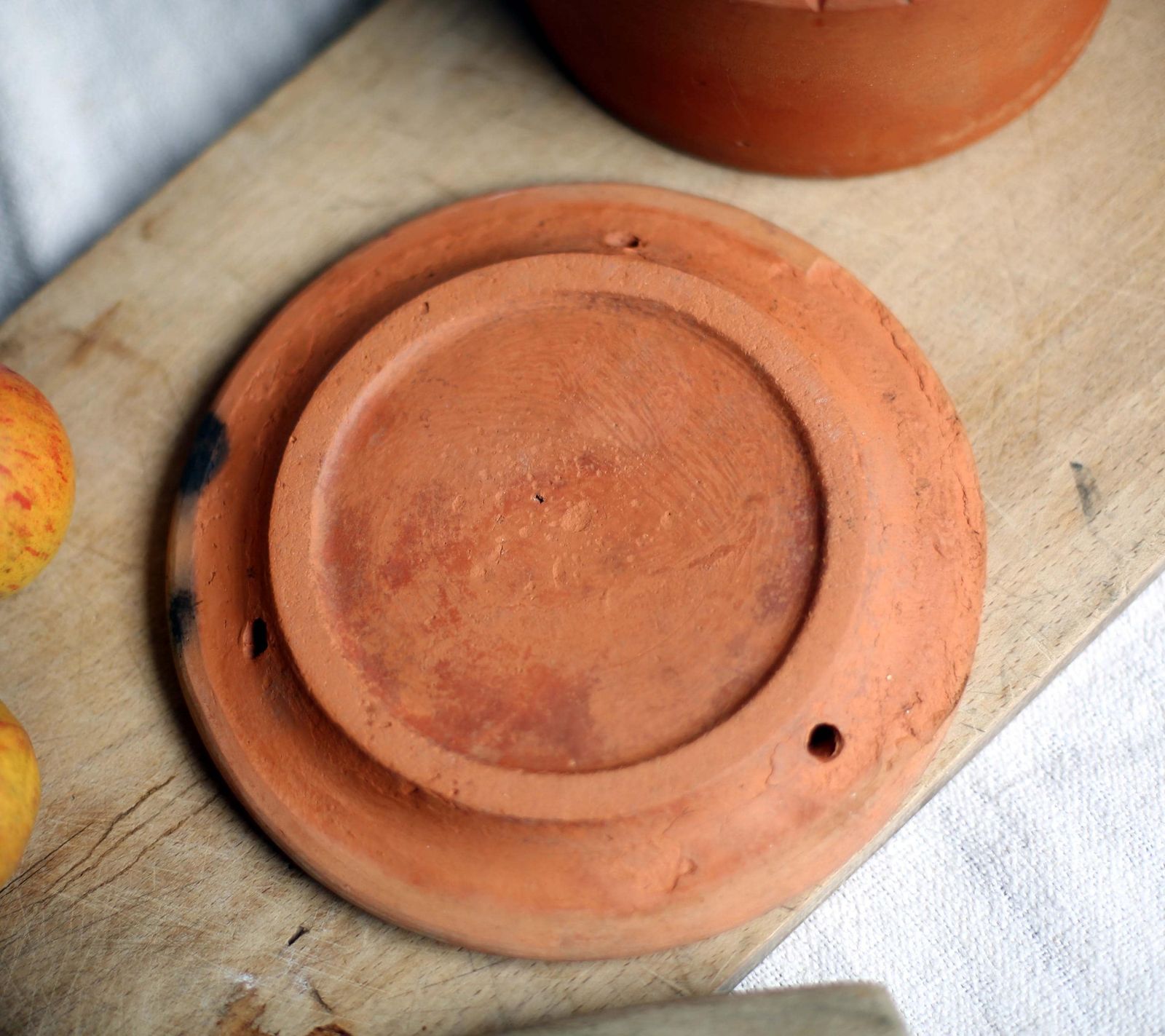 Vintage French Cheese Dome Terracotta Bell Plate Food Cover Table Cloche photo vinterior