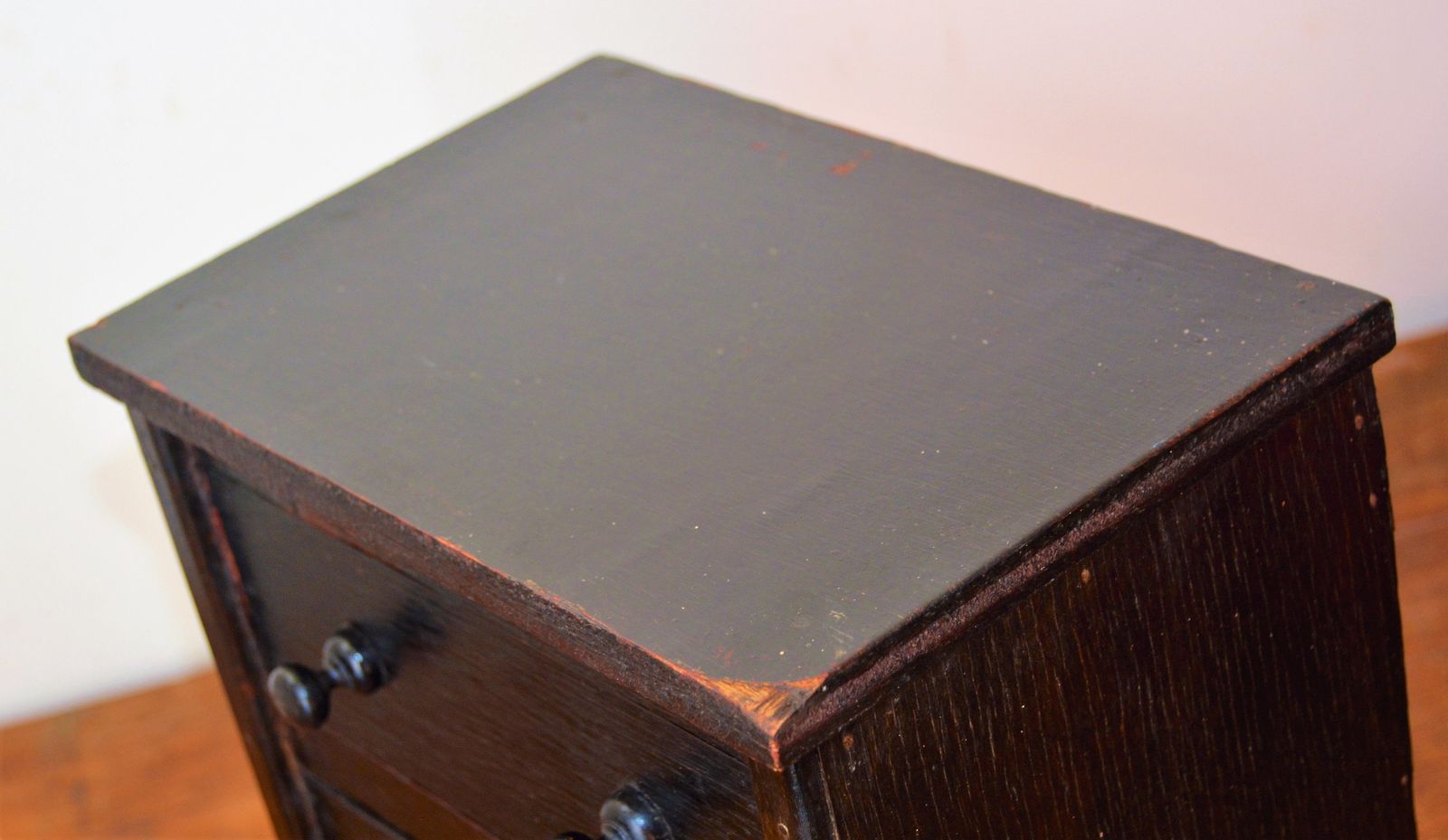 1950s Three Draw Pine Cabinet Drawer Wooden Desk Industrial Specimen Collectors Apprentice Antique Vintage Haberdashery Library Office photo for sale