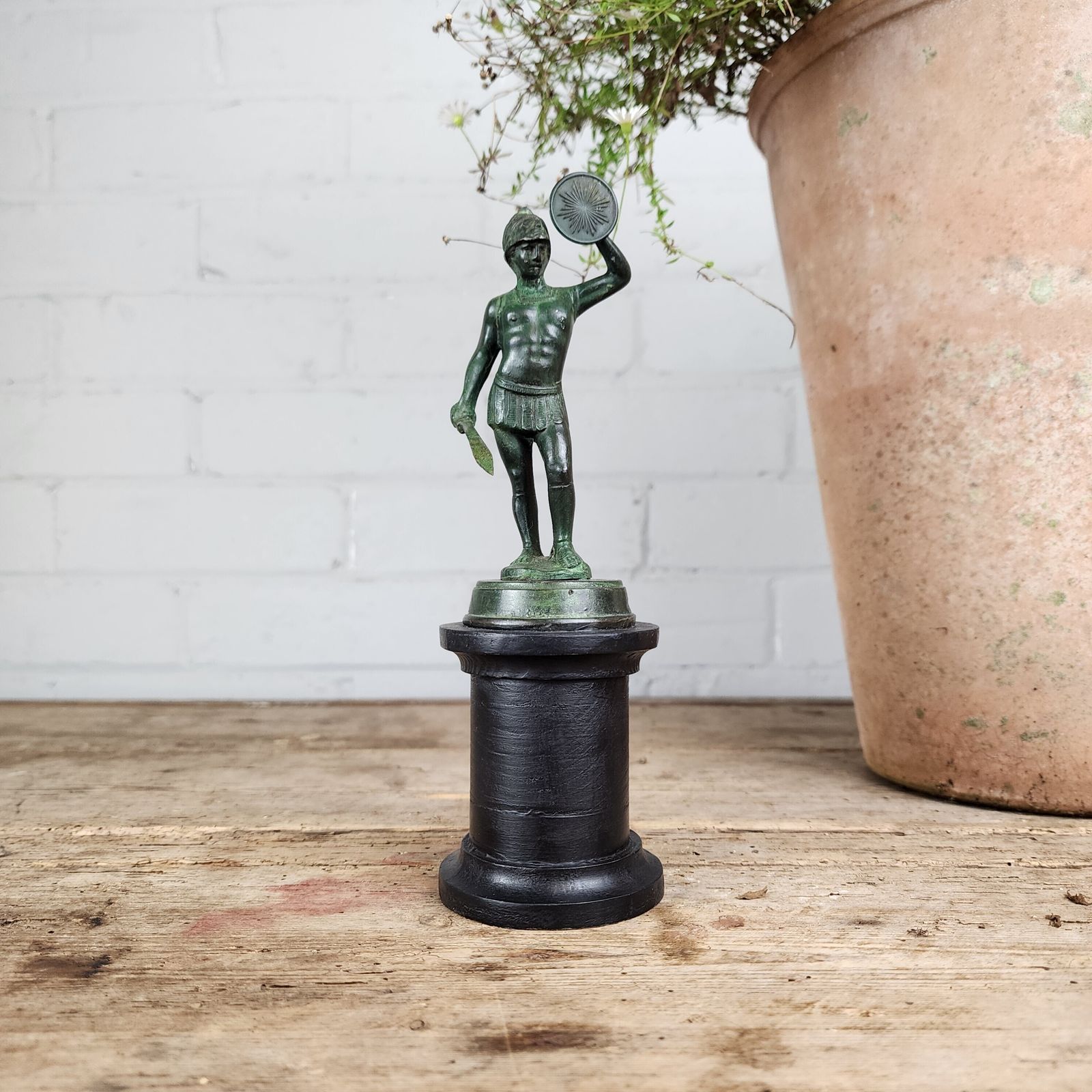 Grand Tour Verdigris Bronze Gladiator After The Antique. photo for sale