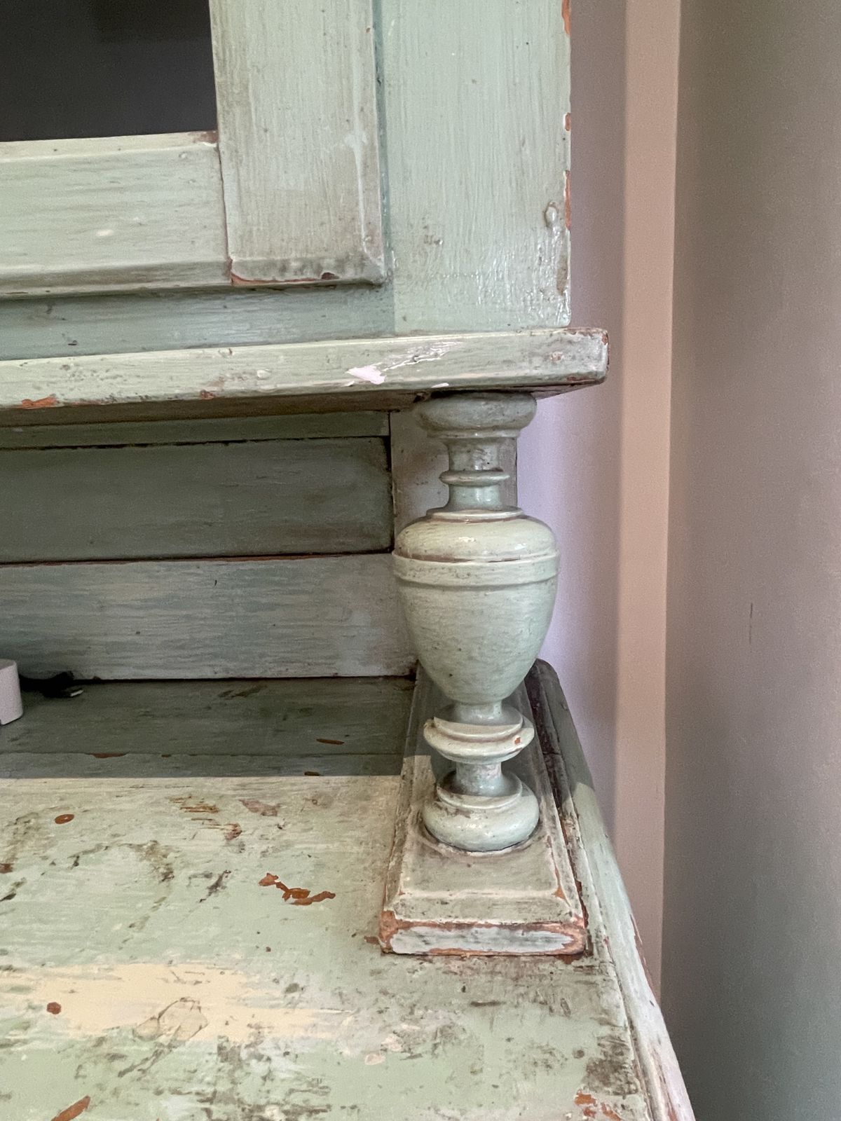 Antique Painted Green 'Shabby' Kitchen Cabinet (Armoire) photo 500.0