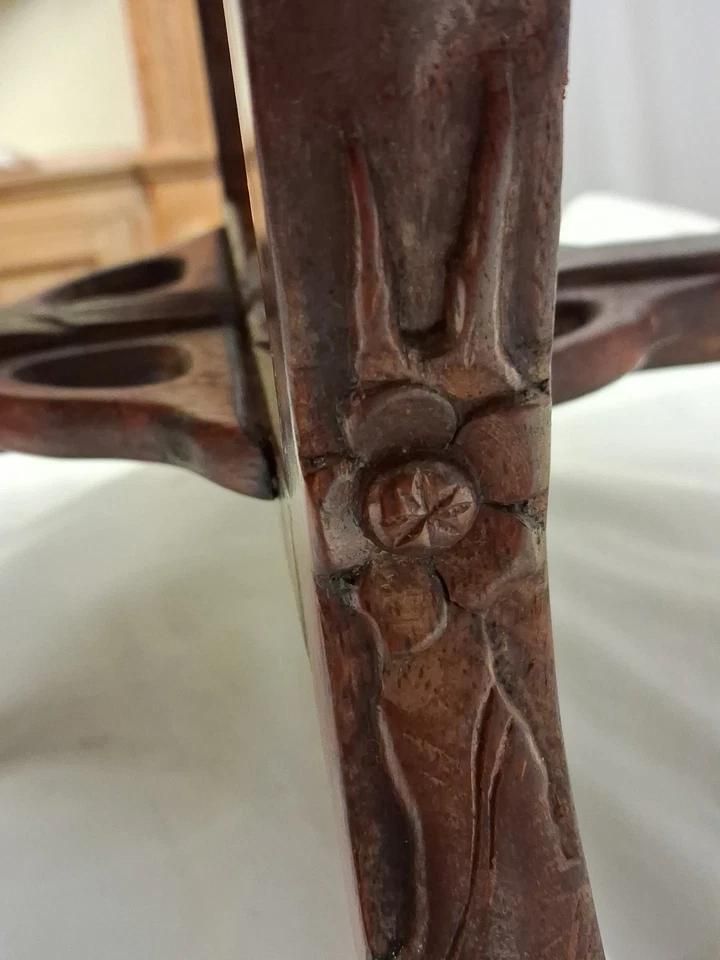 Antique Chinese Hardwood Jardiniere Lamp Table Marble Top With Bird Carvings photo 400.0
