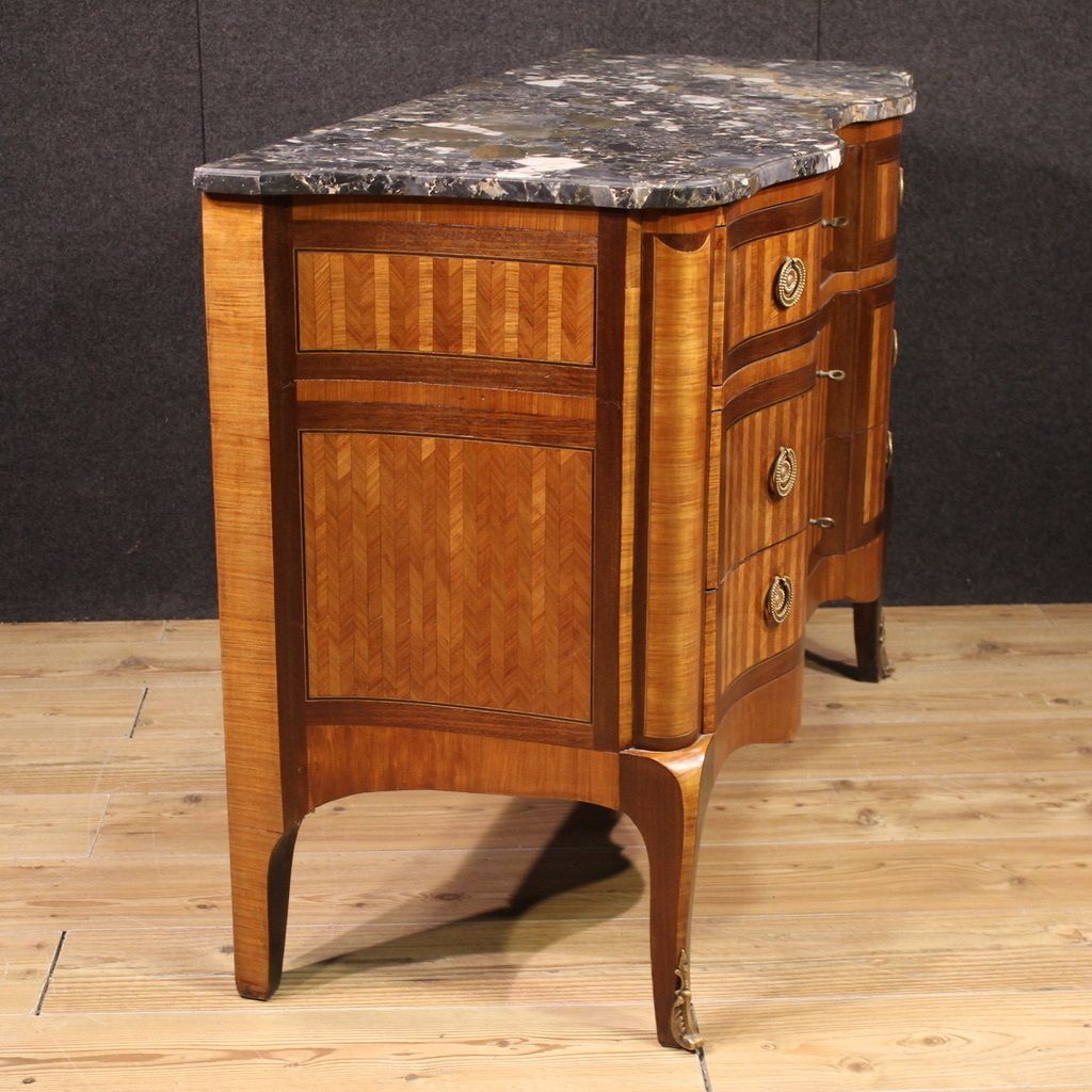 19th Century French Inlaid Dresser With Marble Top photo for sale