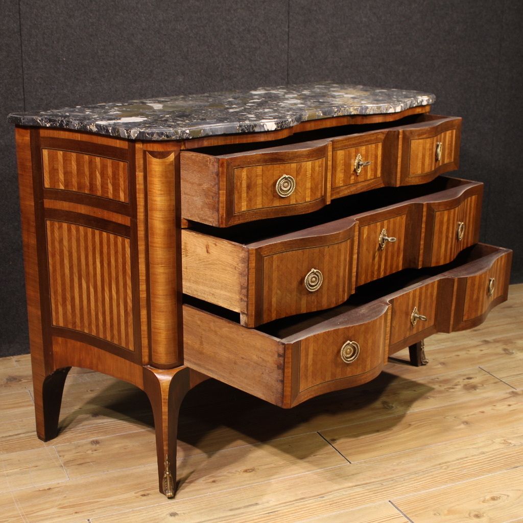 photo furniture 19th Century French Inlaid Dresser With Marble Top