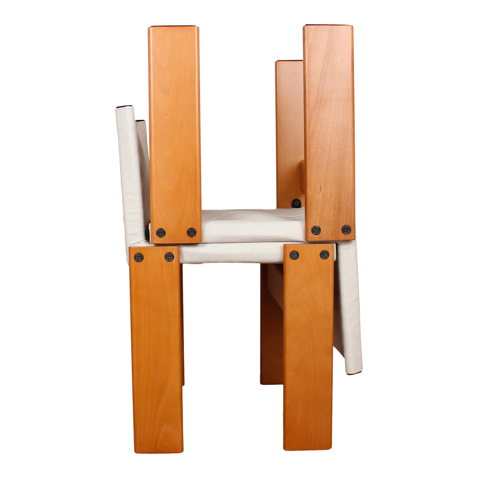 Afra & Tobia Scarpa Off White Canvas Monk Dining Chair For Molteni, Set Of 8 photo vintage
