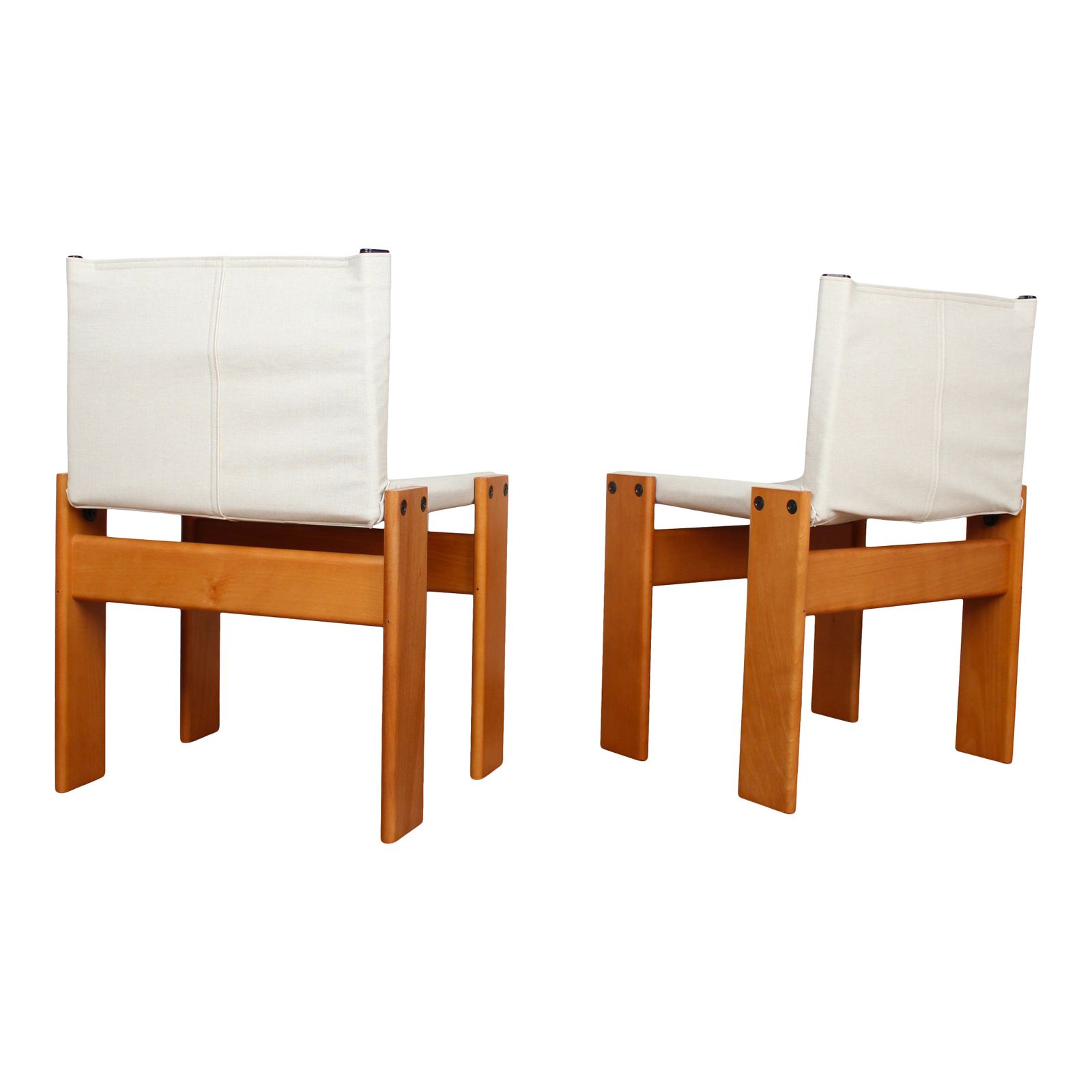 Afra & Tobia Scarpa Off White Canvas Monk Dining Chair For Molteni, Set Of 8 photo 15900.0