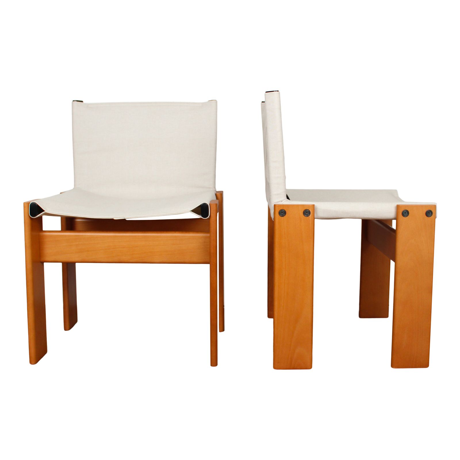 Afra & Tobia Scarpa Off White Canvas Monk Dining Chair For Molteni, Set Of 8 photo Furniture