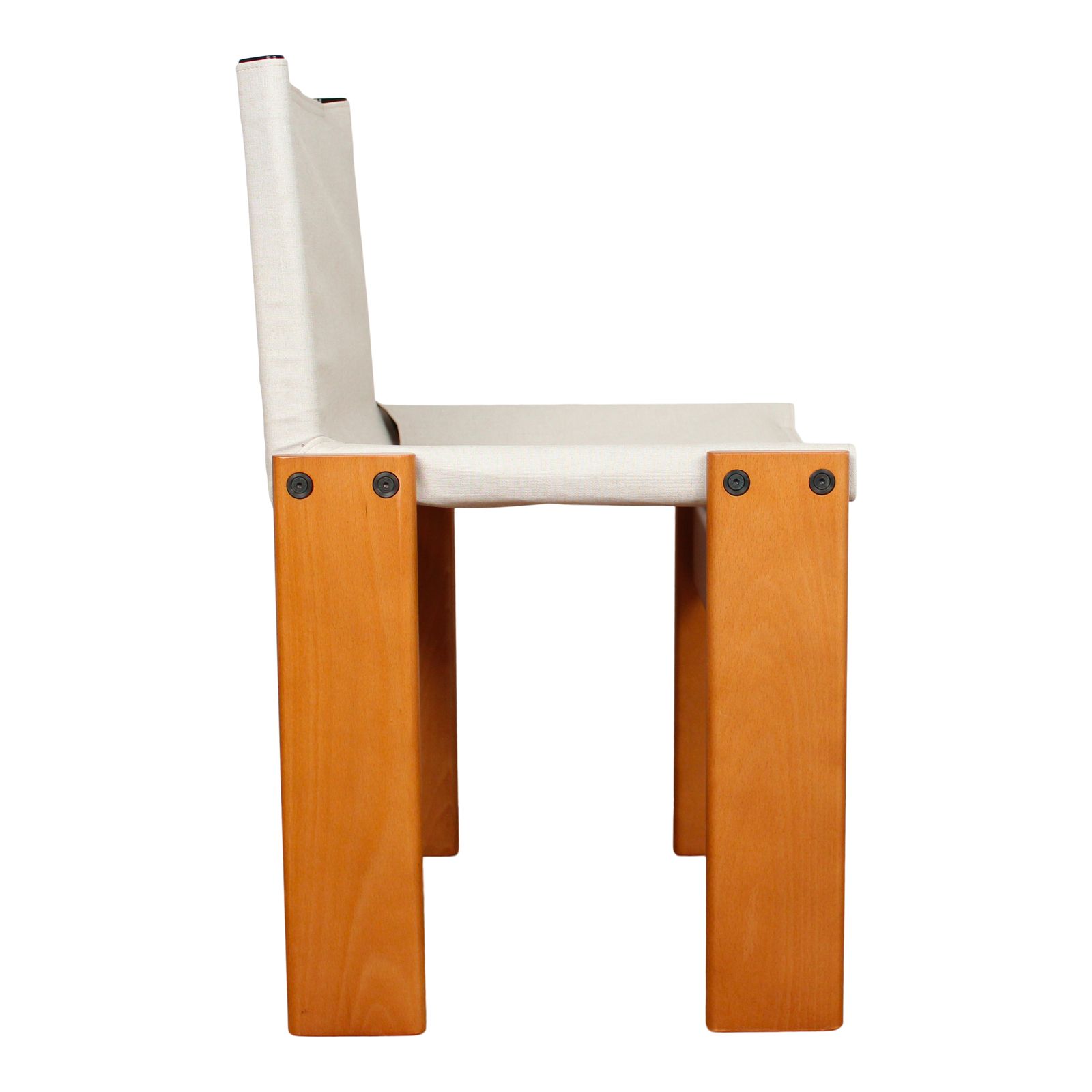 Furniture Afra & Tobia Scarpa Off White Canvas Monk Dining Chair For Molteni, Set Of 8 photo