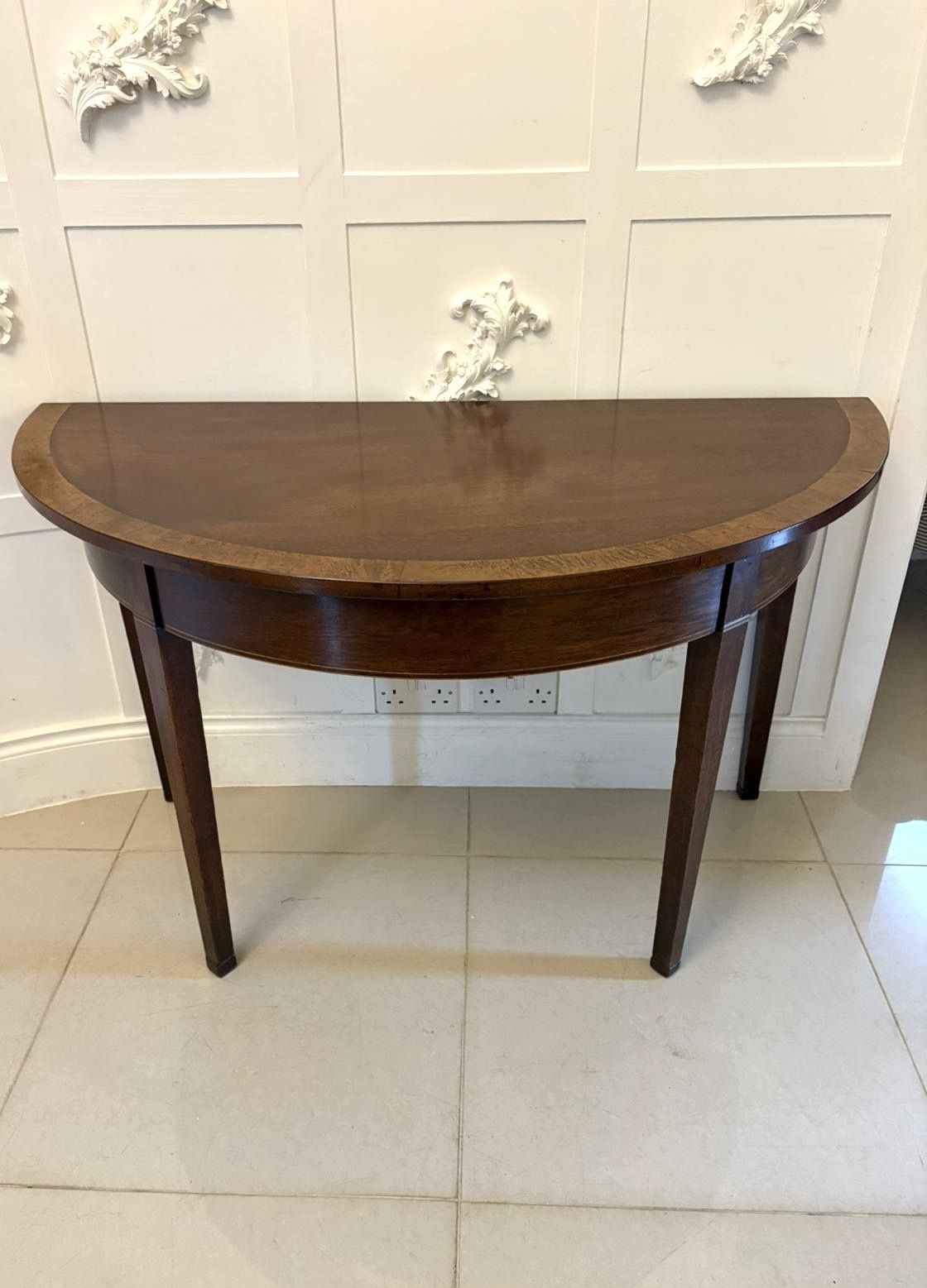 Large Pair Of Antique Quality Figured Mahogany Demi Lune Side Tables photo vinterior