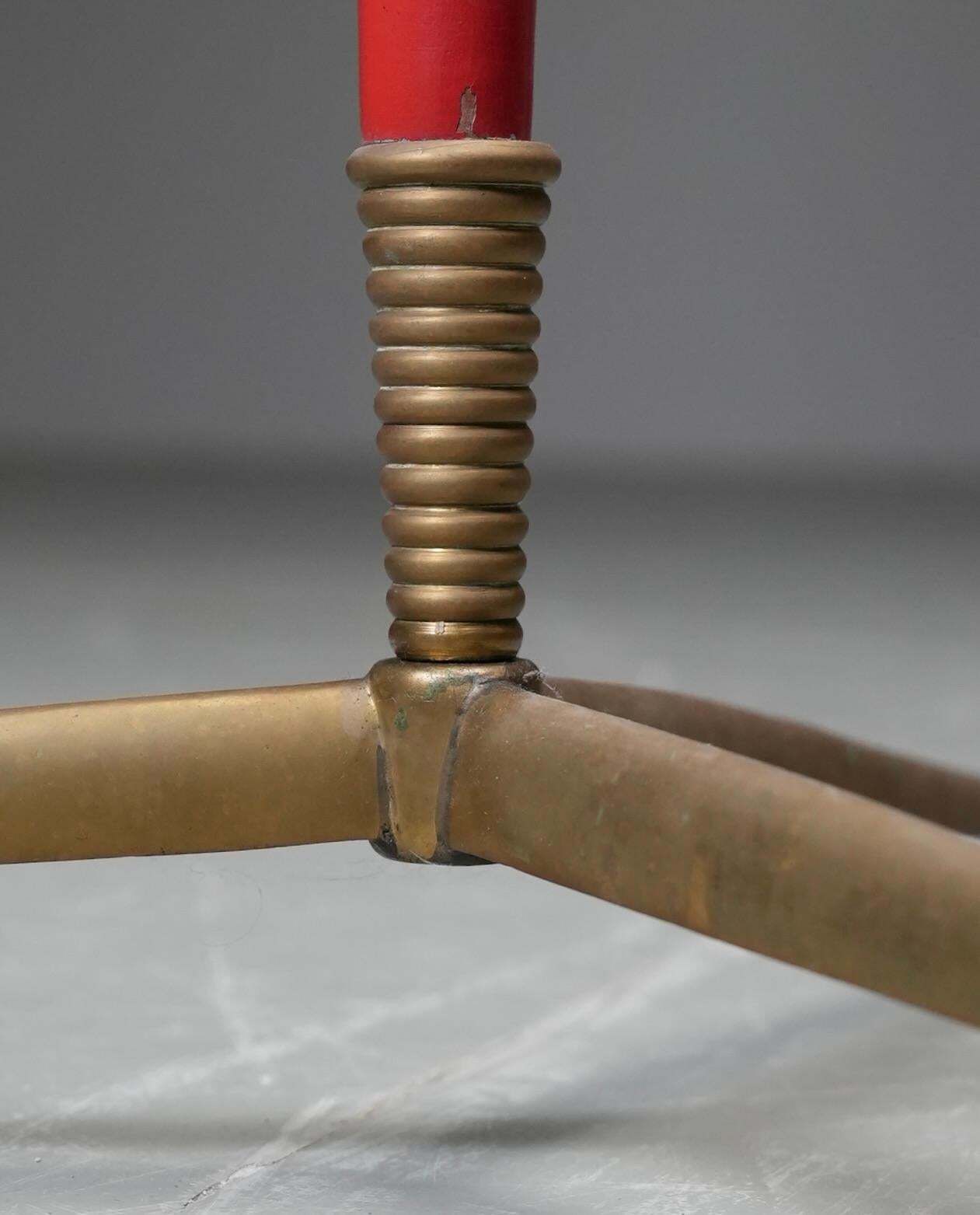 Italian 1950s Floor Lamp With Brass Accents And Original Red Lacquer photo buy