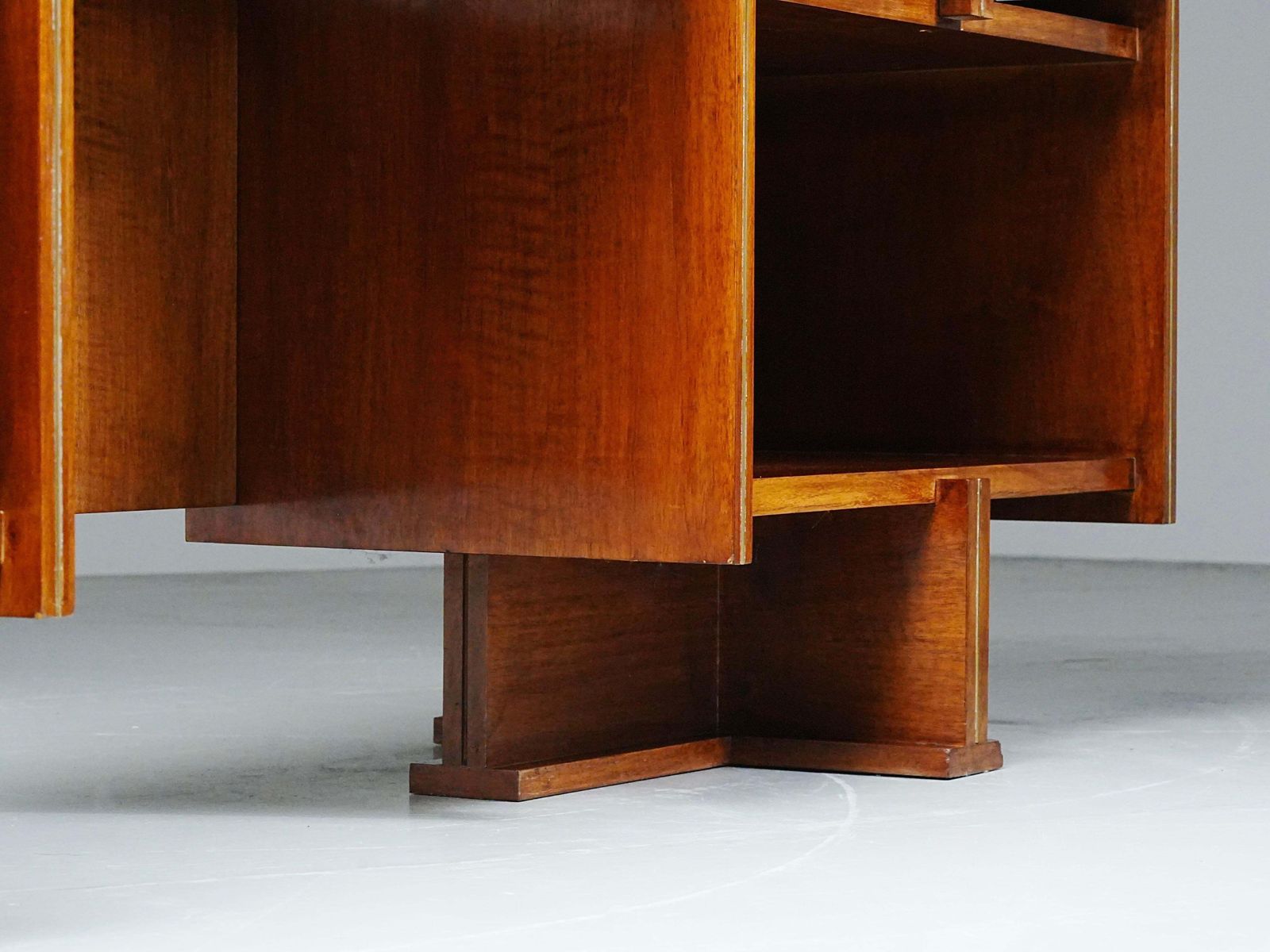 Italian Modernist Walnut And Brass Writing Desk, 1950s photo Furniture