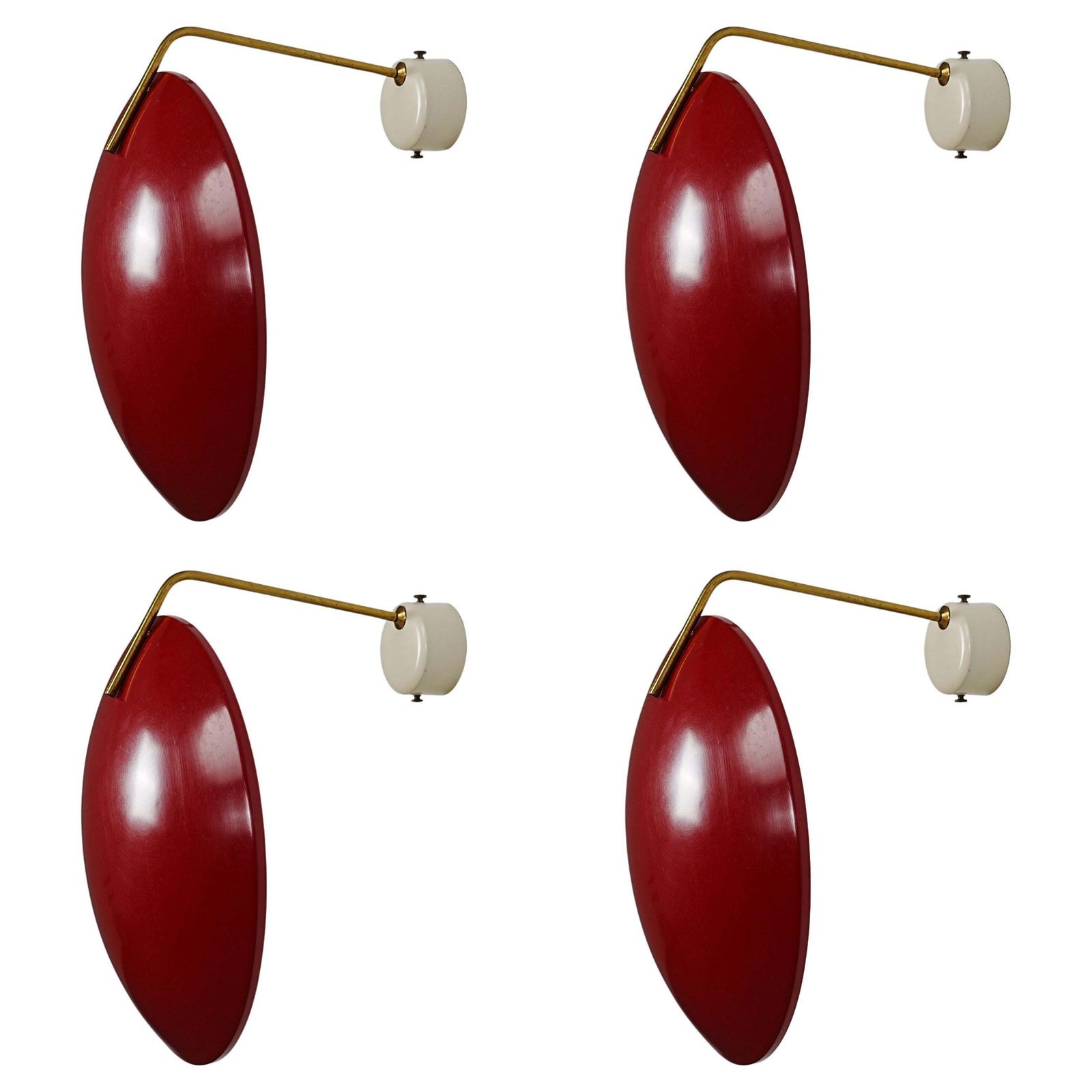 Set Of 4 Wall Lights By Stilnovo (Marked) In Metal And Brass, Italy, 1960's