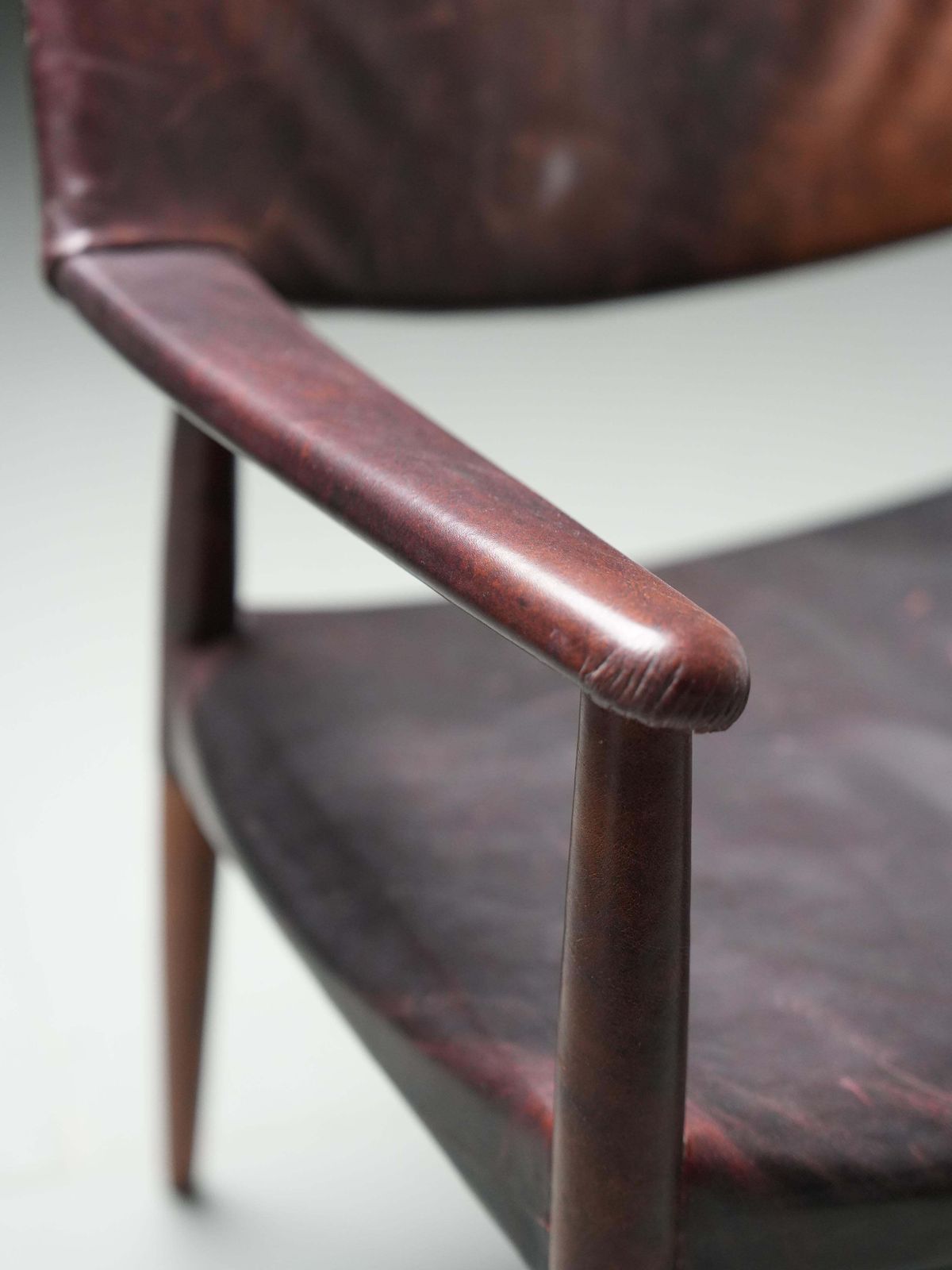 Armchair In Leather And Teak By Larsen And Bender For Willy Beck, Denmark, 1950 photo 6493.0