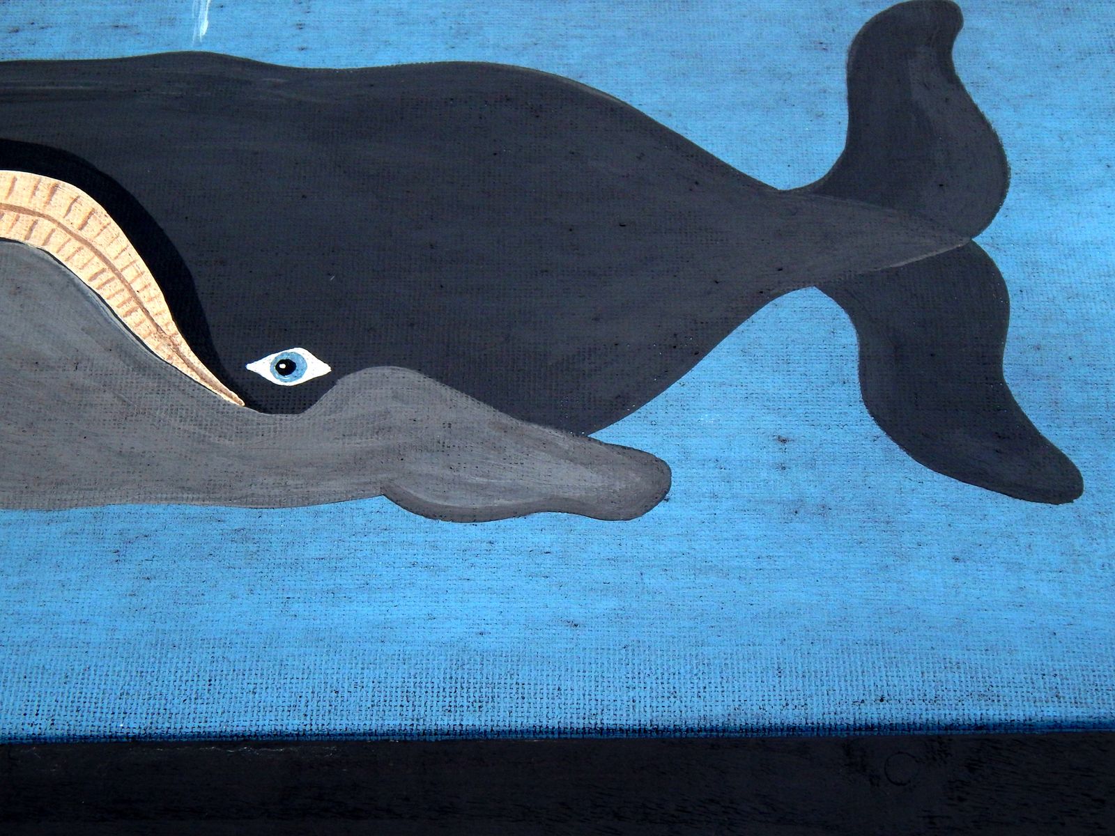 Art Original Folk Art Painting Naive Whale On Canvas Framed   Nautical   By Matt Rix photo