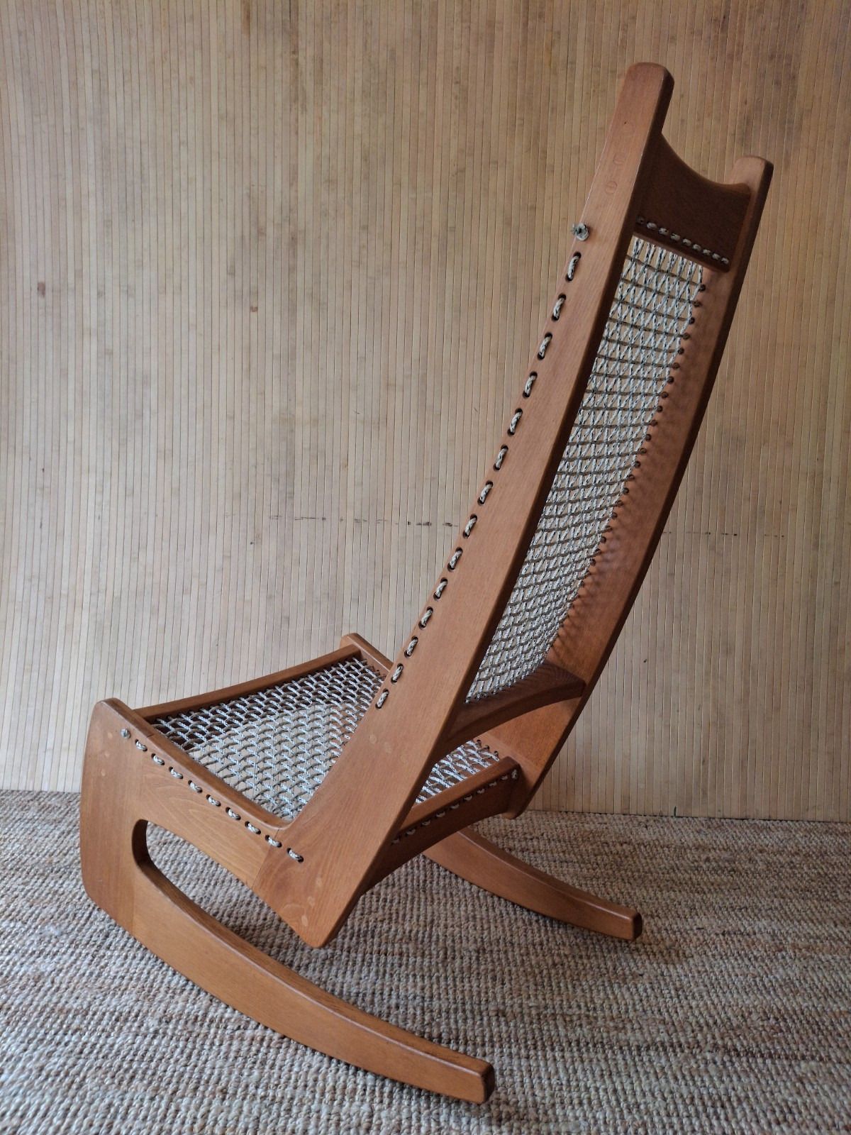 Furniture Fab Vintage 1970s Jeremy Broun Studio High Backed Rocking Chair Ash? Blonde Wood photo