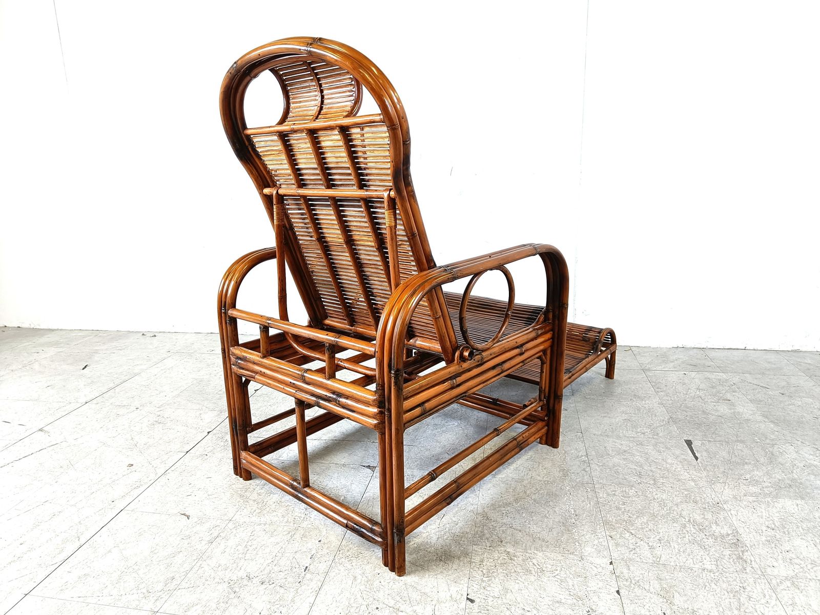 photo for sale Mid Century Rattan And Bamboo Garden Chair, 1950s
