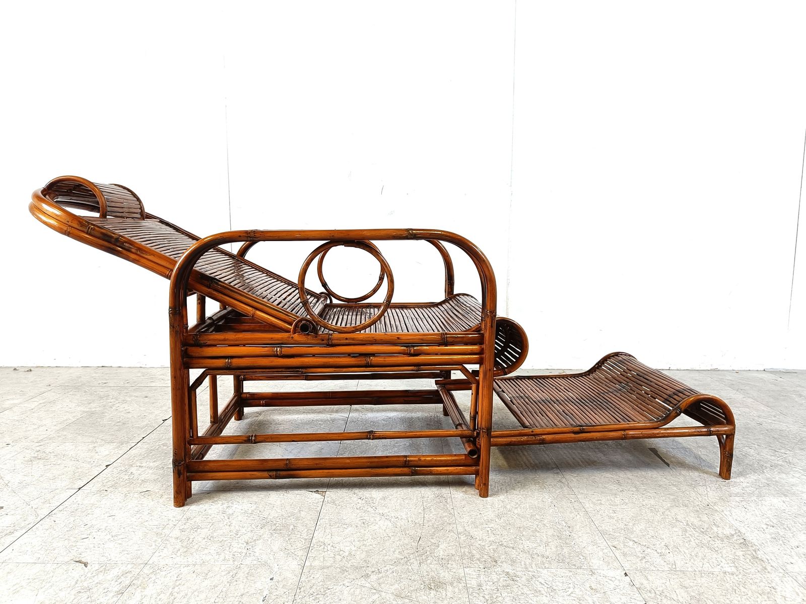 photo vintage Mid Century Rattan And Bamboo Garden Chair, 1950s