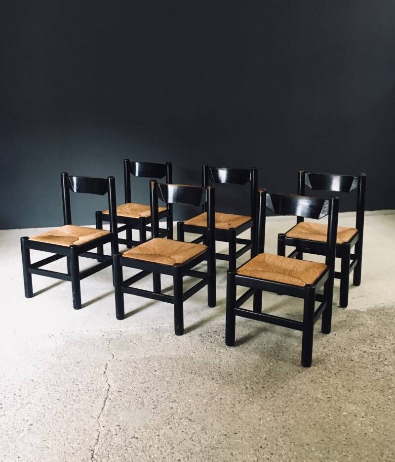 photo vintage Mcm Design "Carimate" Stijl Eetkamerstoelen, Italië, Ca. Jaren 1970