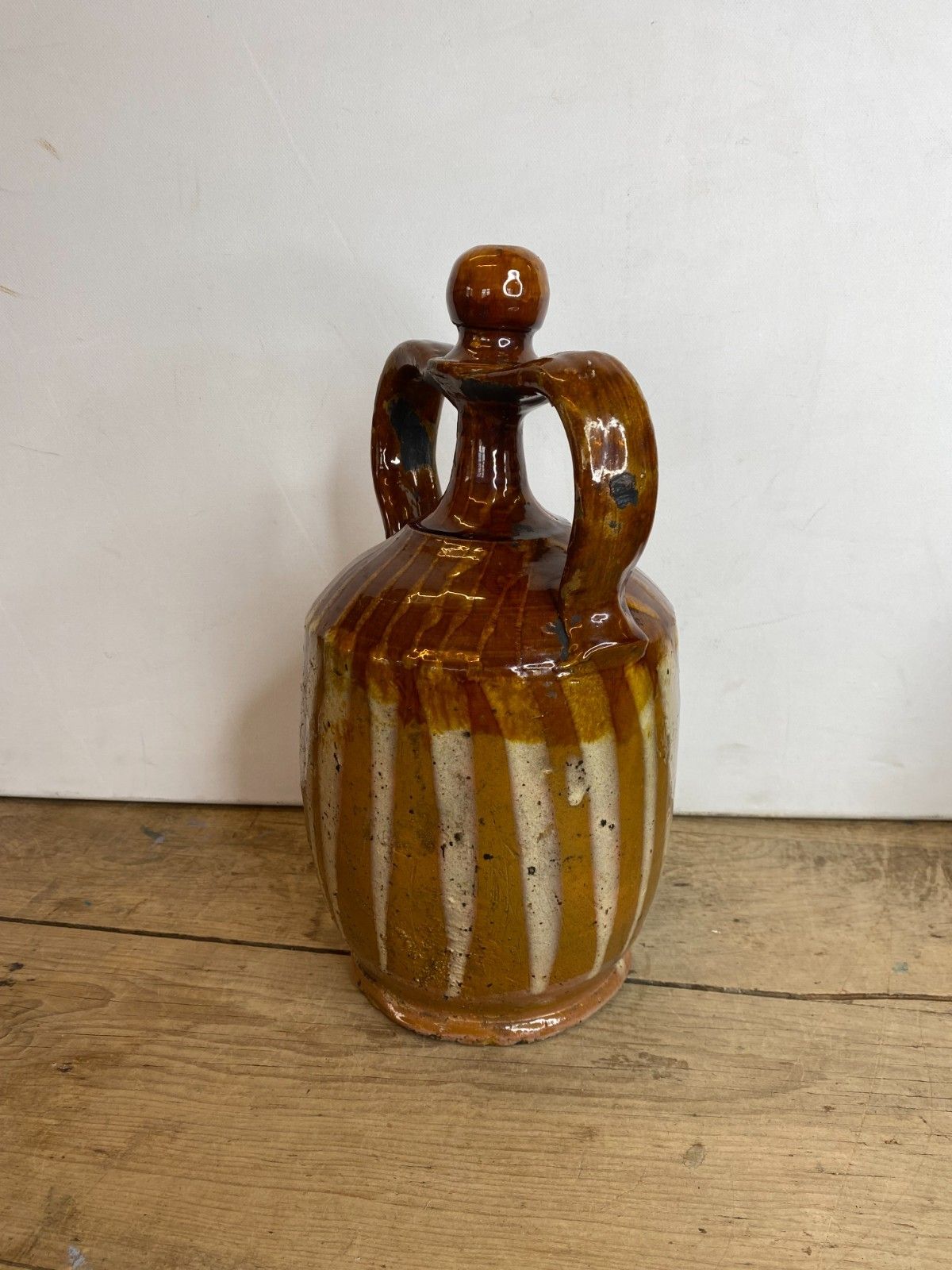 Antique C1880 Olive Oil Stoneware Pot Pottery Urn Jar Display Prop Large 12" photo furniture