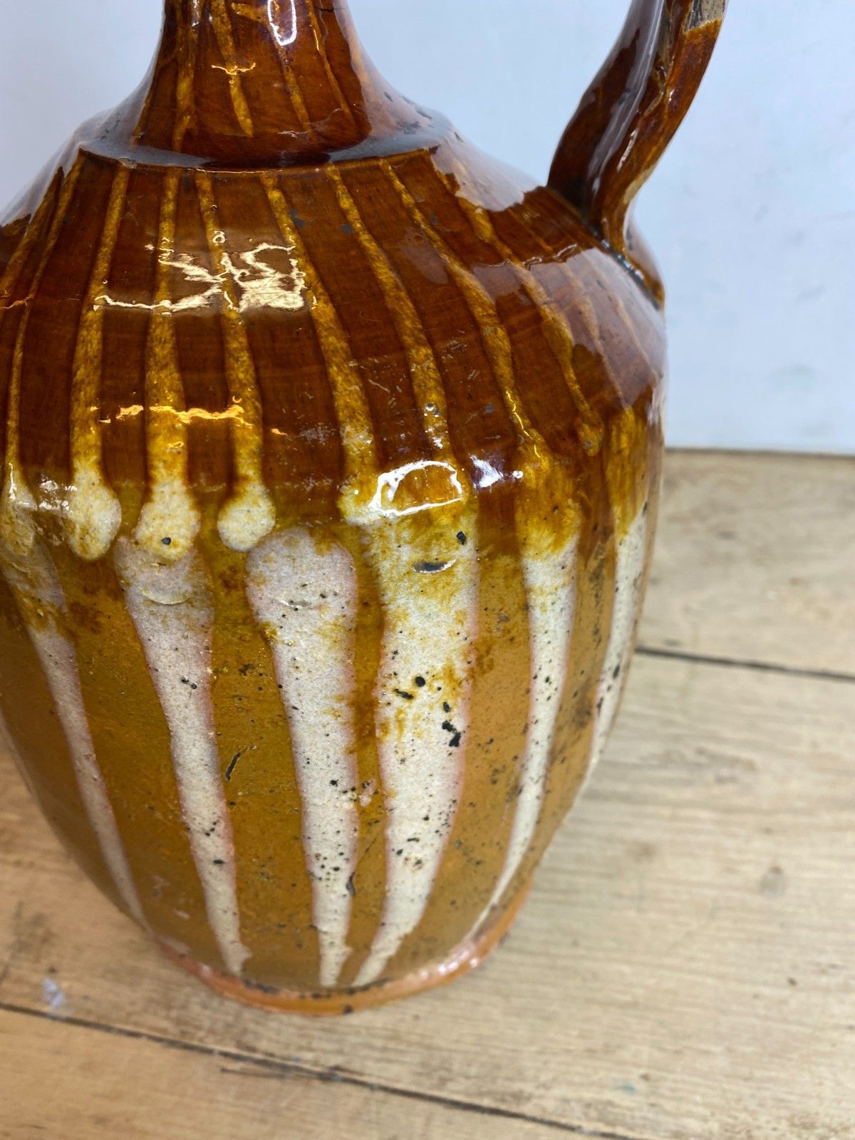 Antique C1880 Olive Oil Stoneware Pot Pottery Urn Jar Display Prop Large 12" photo vintage
