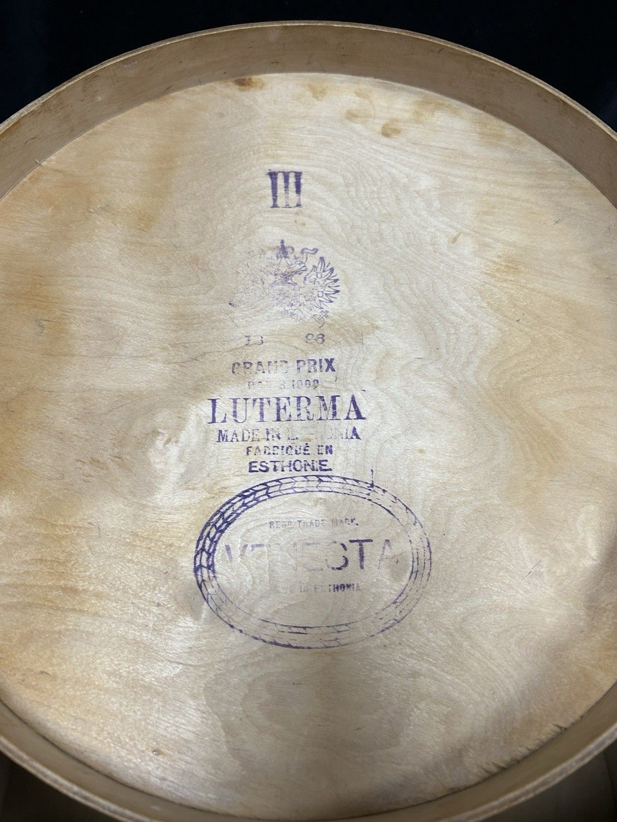 Large 15"  Vintage Plywood Hat Box Grand Prix By Luterma photo Home Decor