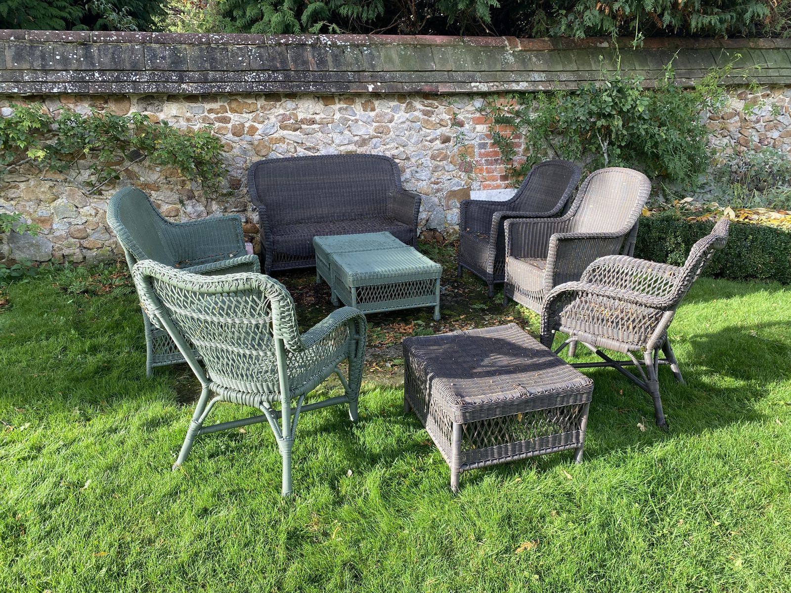 Vintage Wicker Garden Seating Set