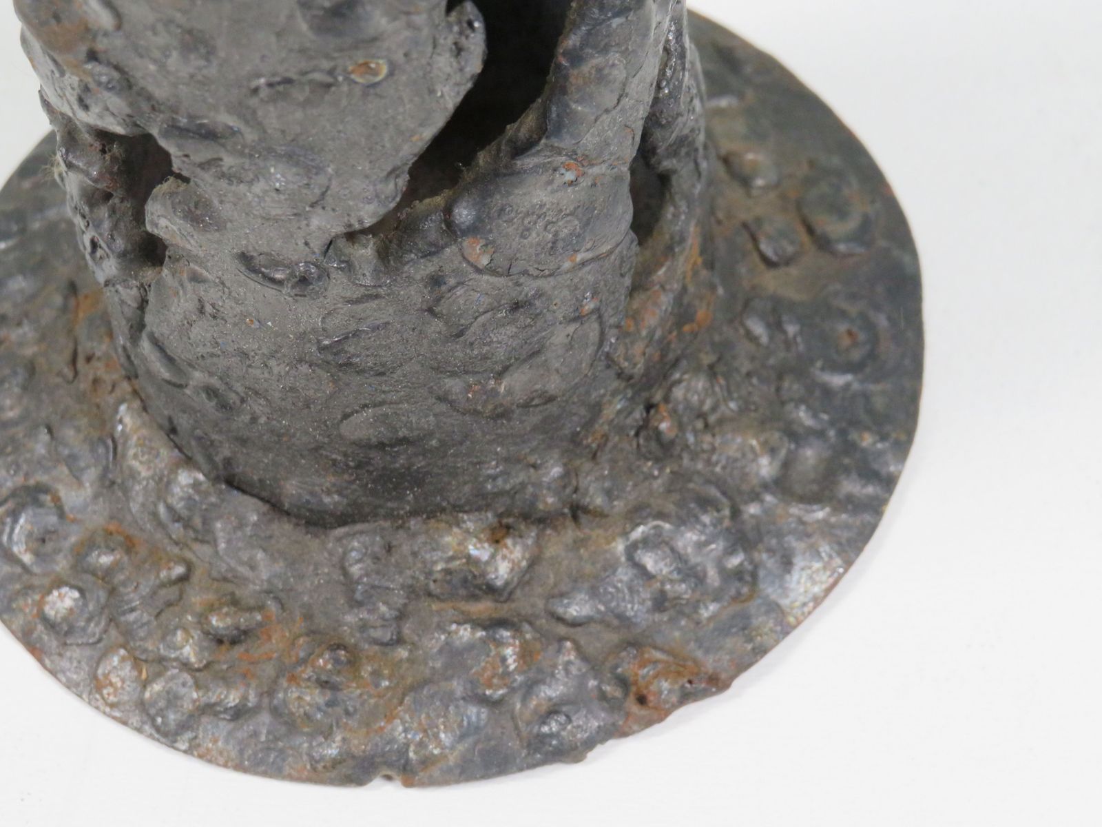 Home Decor Hand Forged Brutalist Iron Candleholder, European Artisan Design, 1960s photo