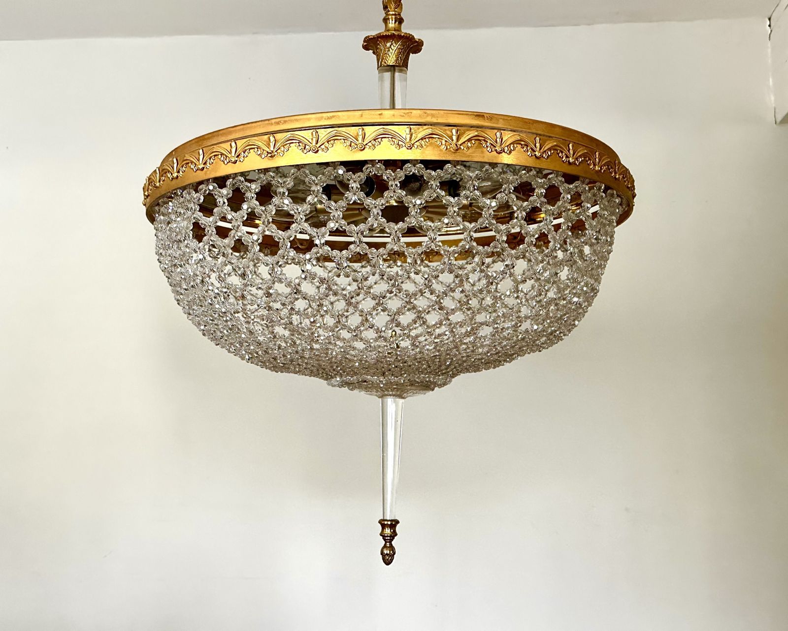 Large Crystal Beadwork And Lucite Chandelier C1970. Attributed To Preciosa. photo furniture