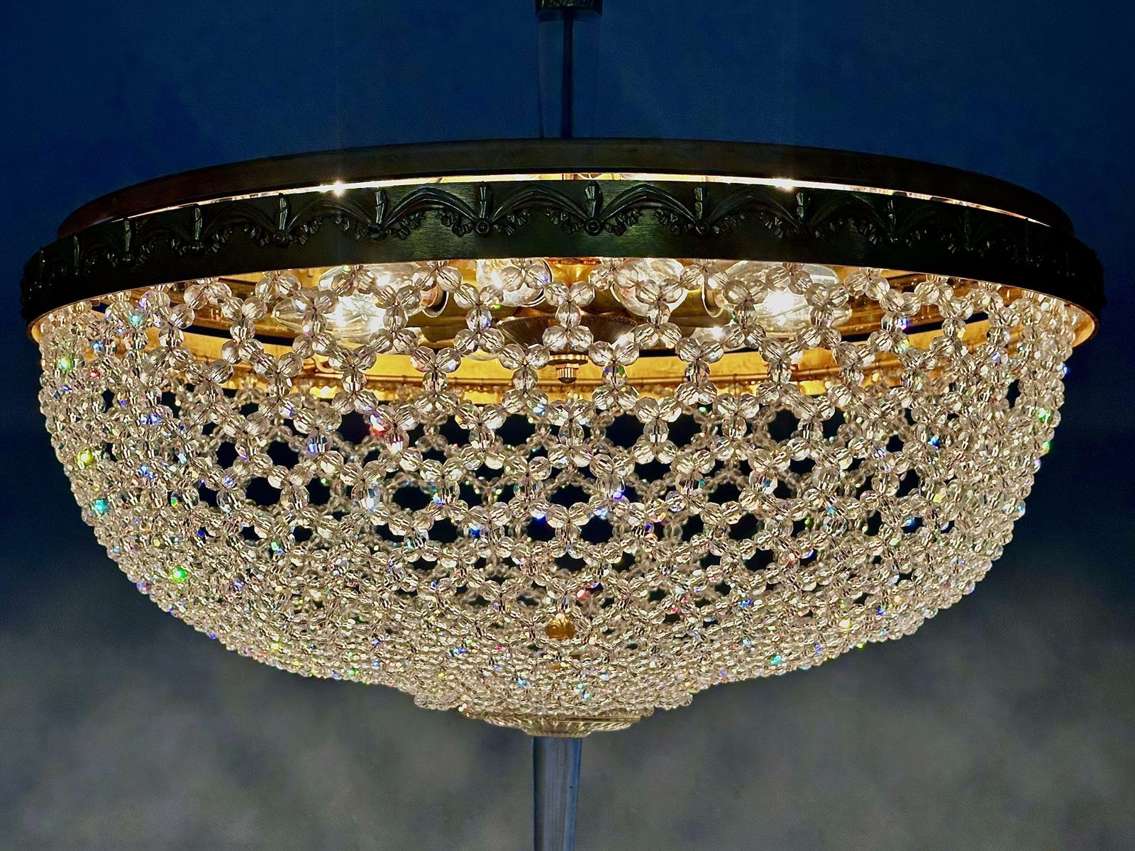 photo buy Large Crystal Beadwork And Lucite Chandelier C1970. Attributed To Preciosa.