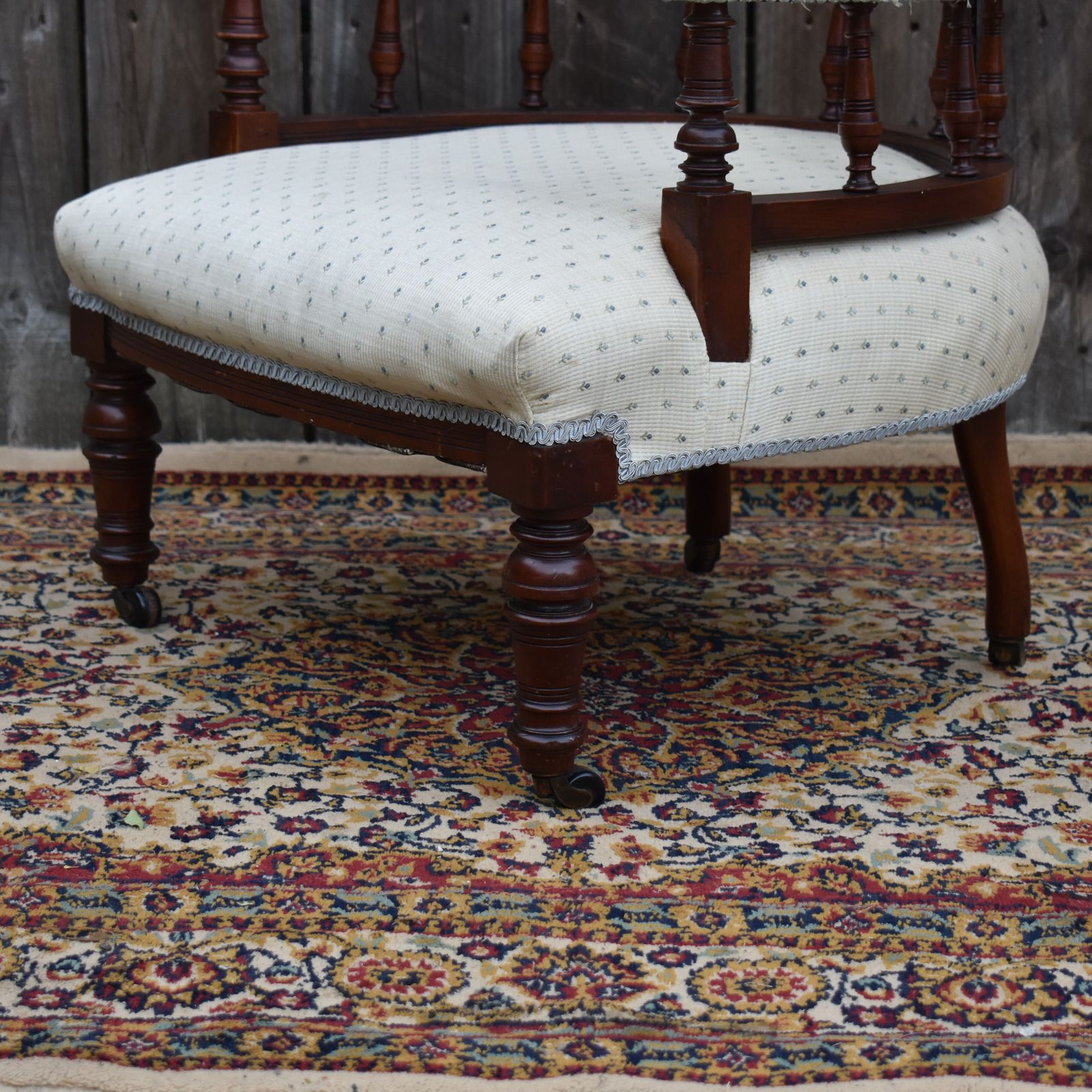 photo for sale Antique Victorian Mahogany Hand Turned Spindle Tub Bedroom Nursing Armchair