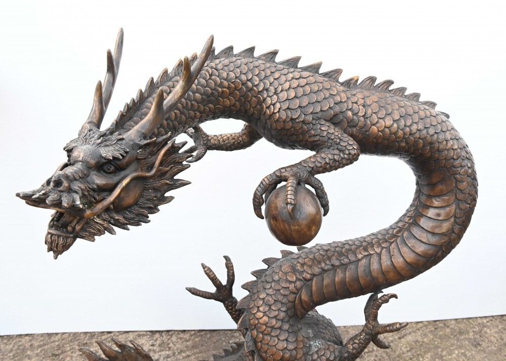 Chinese Bronze Dragon Fountain Garden Water Feature photo Garden Decor