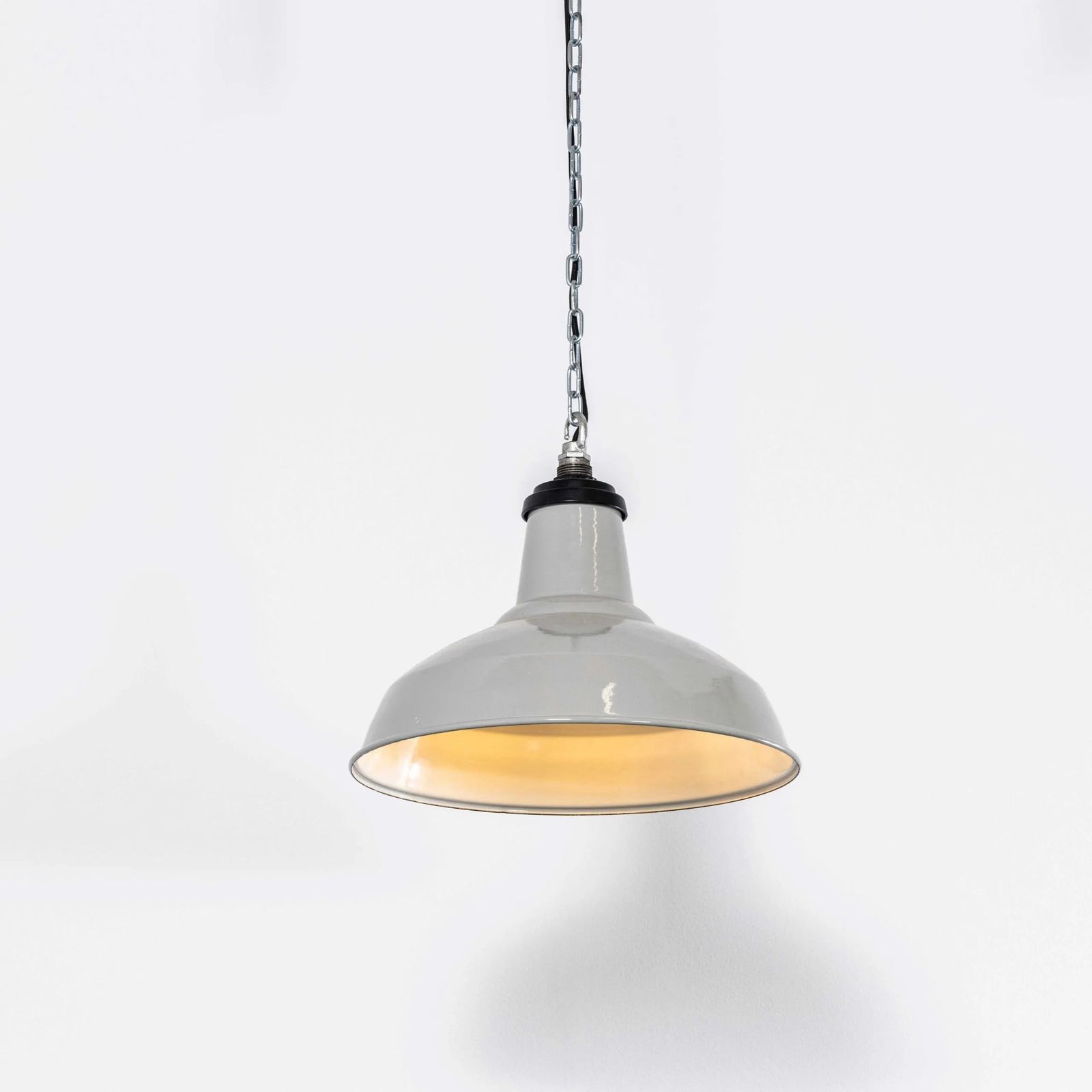 1950’s Thorlux Industrial Enamel Grey Pendant Lamps – 16 Inch photo vinterior