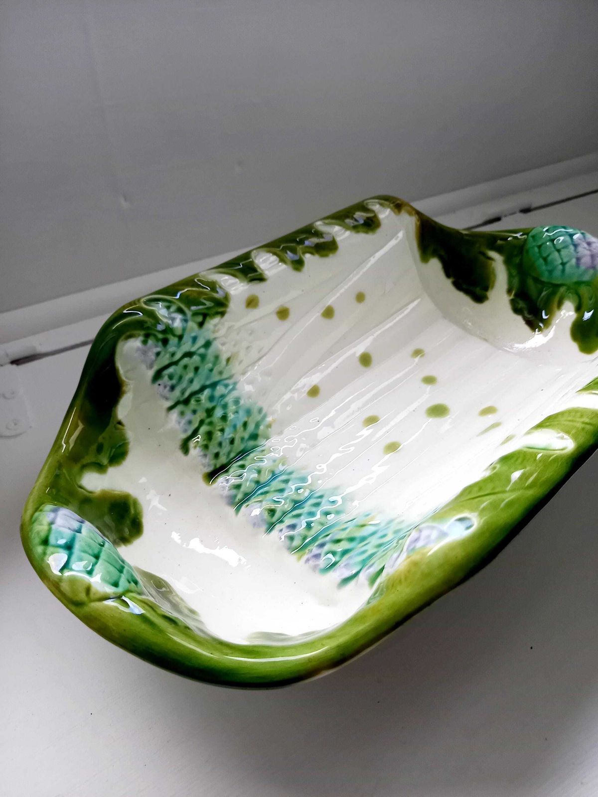 Antique French Asparagus Serving Dish Faience Majollica photo 82.0